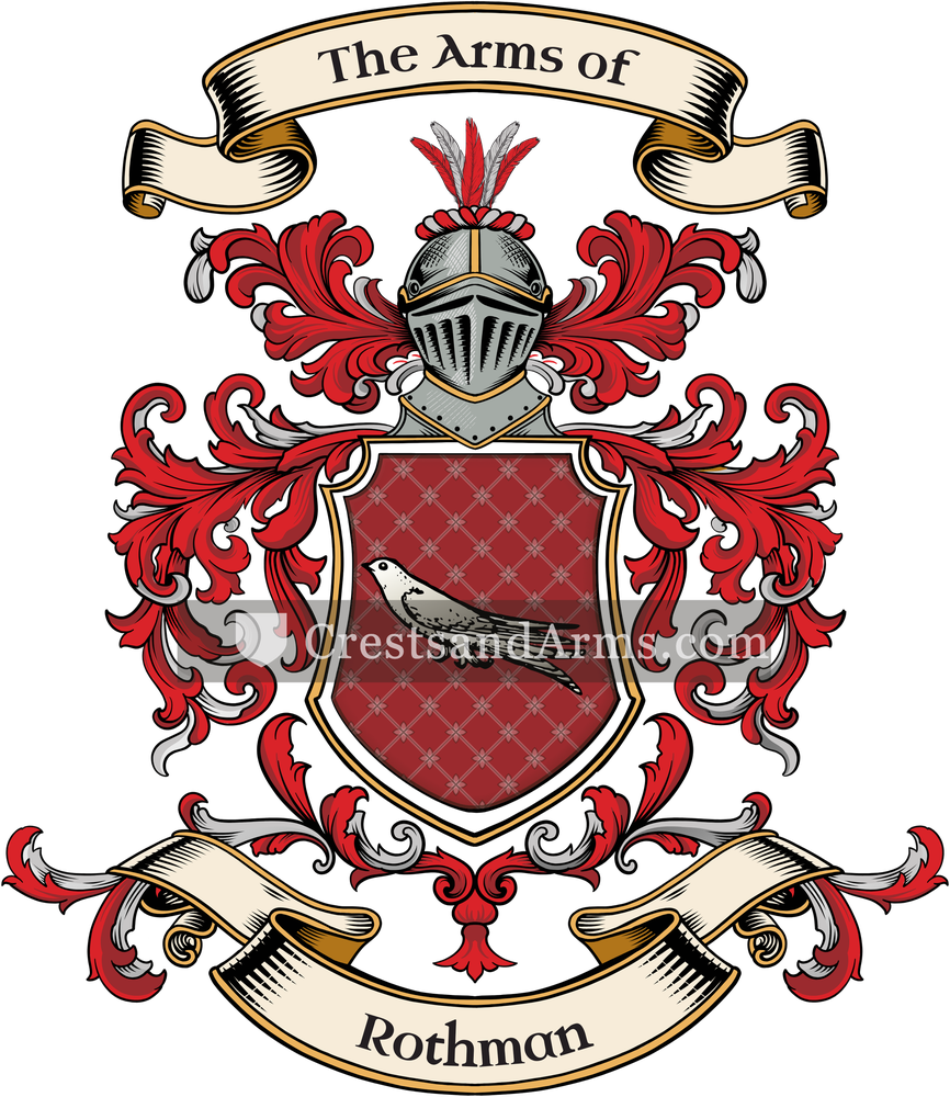 The Rothman coat of arms, drawn from the recorded blazon