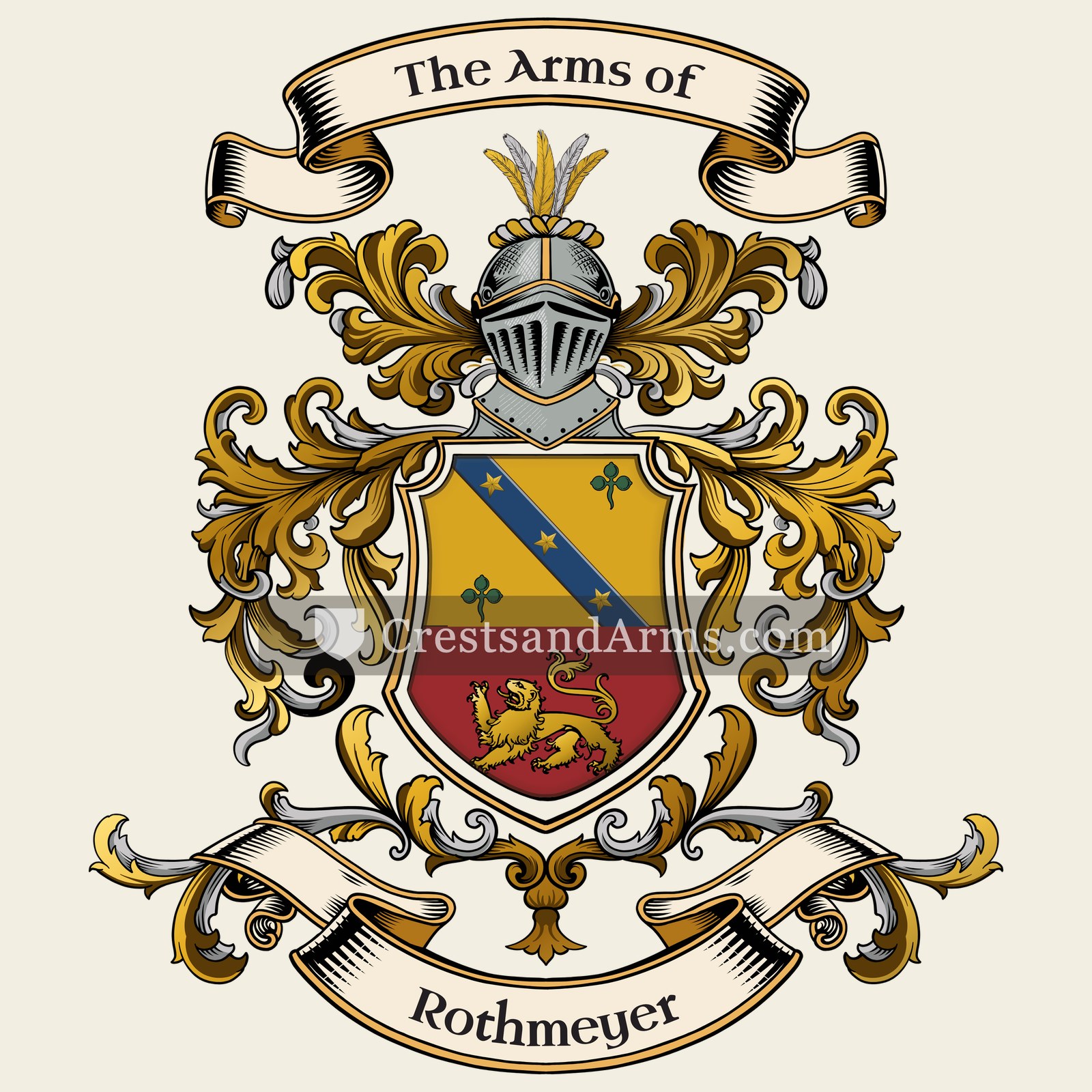 The Rothmeyer coat of arms, drawn from the recorded blazon