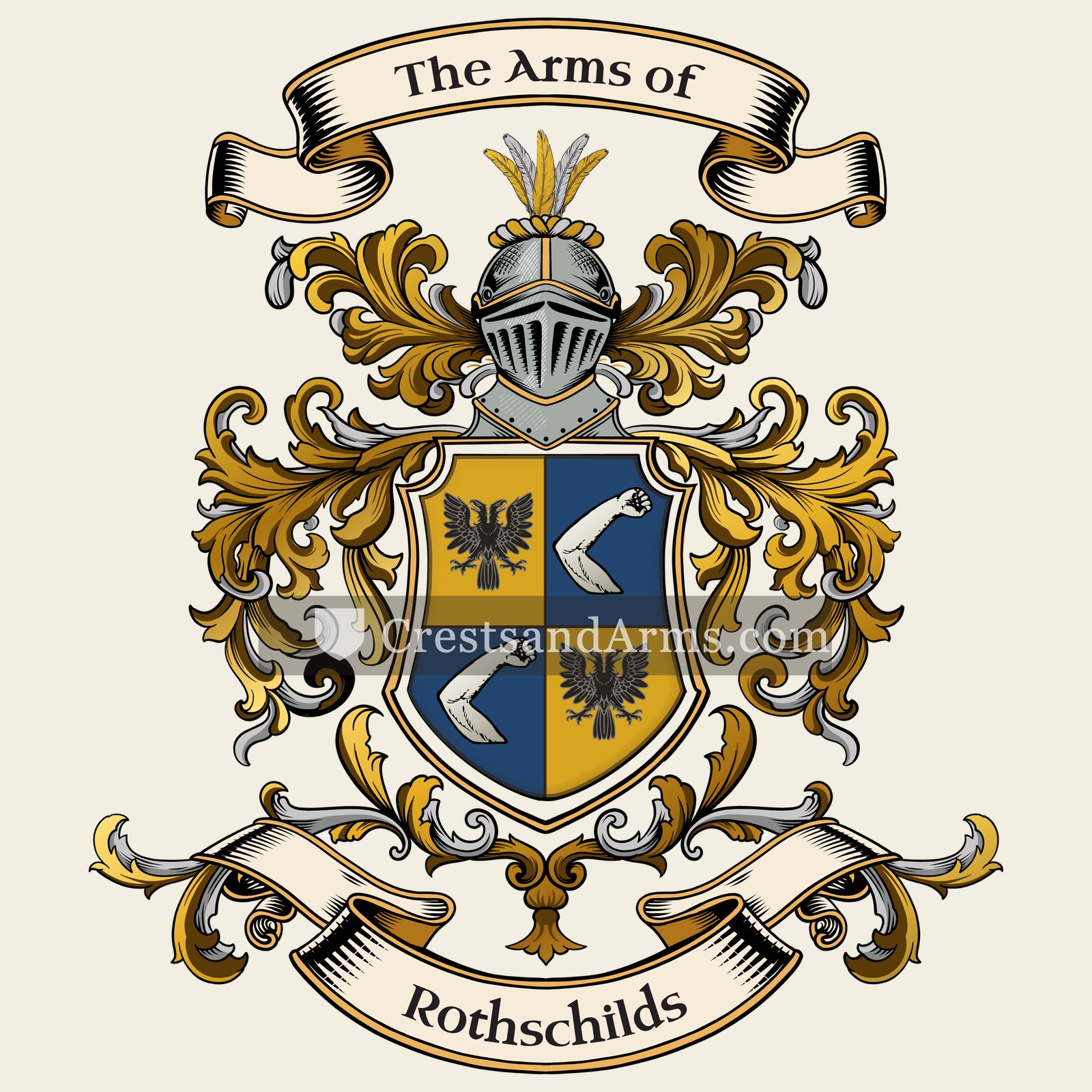 The Rothschilds coat of arms, drawn from the recorded blazon