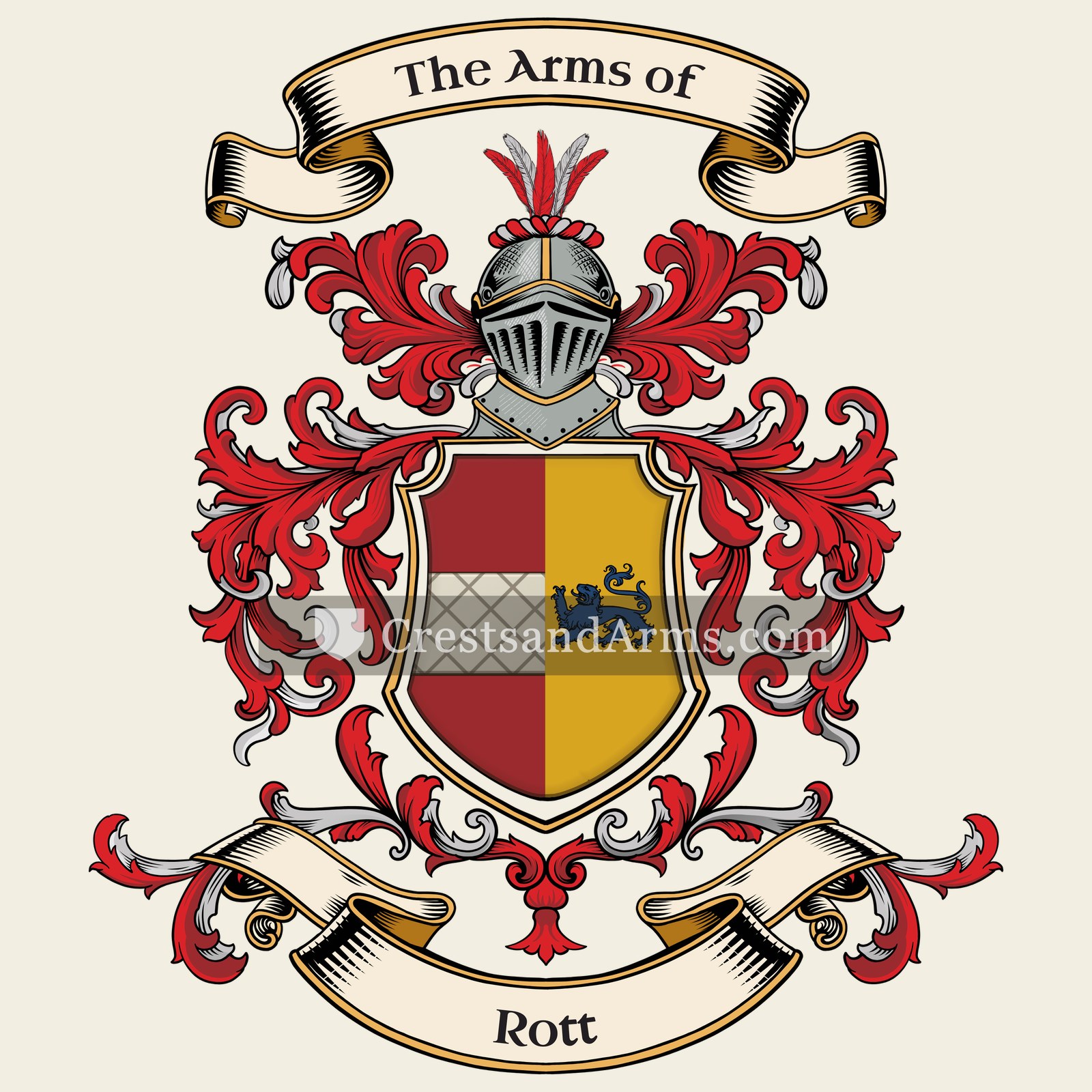 The Rott coat of arms, drawn from the recorded blazon
