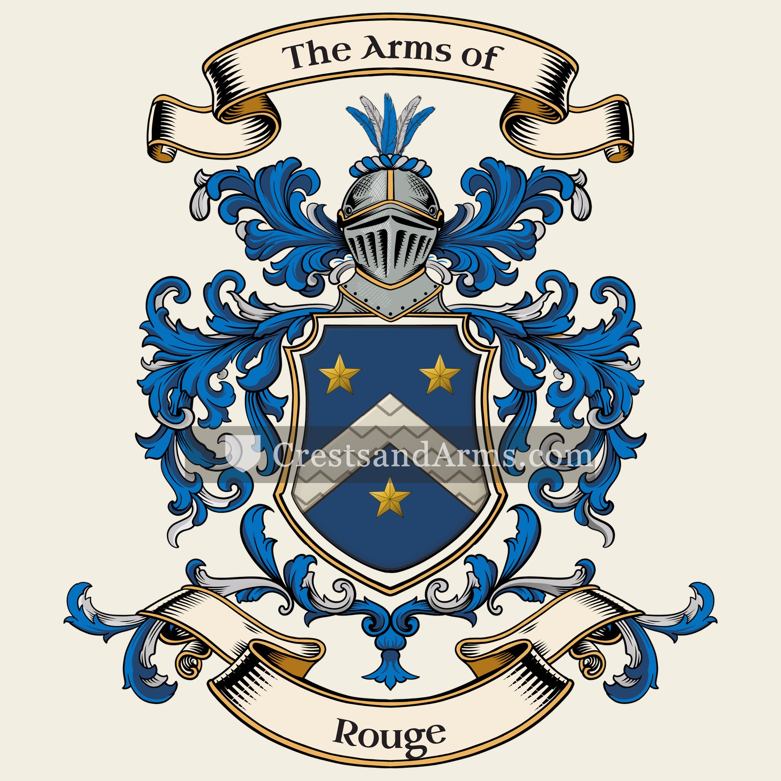 The Rouge coat of arms, drawn from the recorded blazon