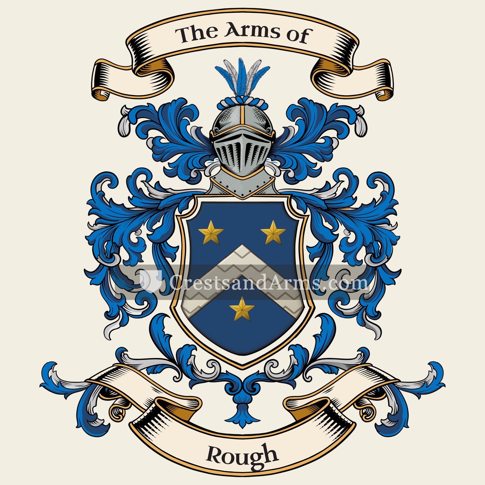 The Rough coat of arms, drawn from the recorded blazon