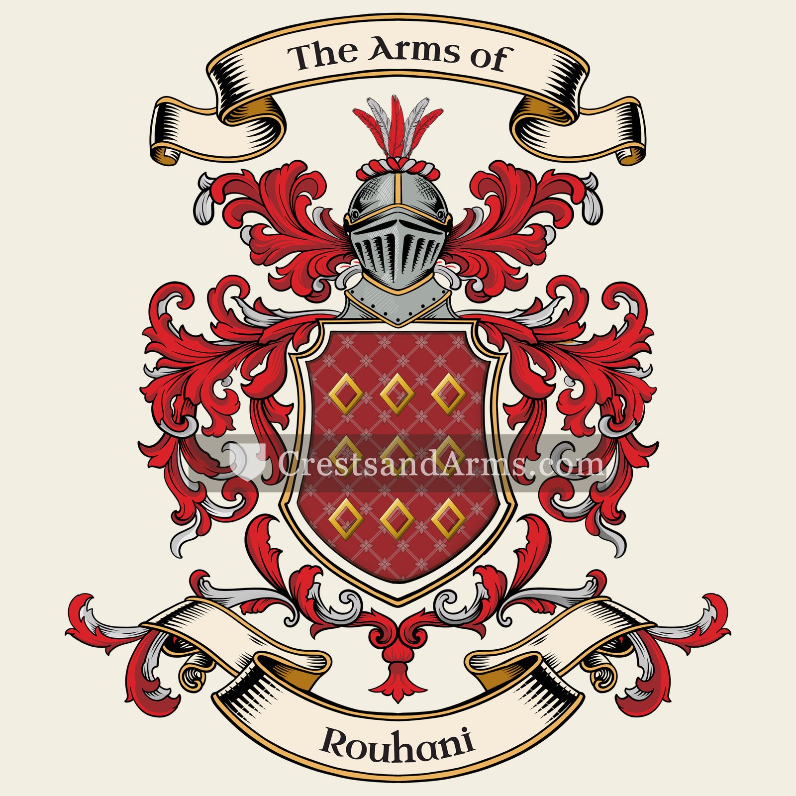 The Rouhani coat of arms, drawn from the recorded blazon