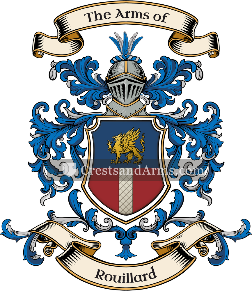 The Rouillard coat of arms, drawn from the recorded blazon