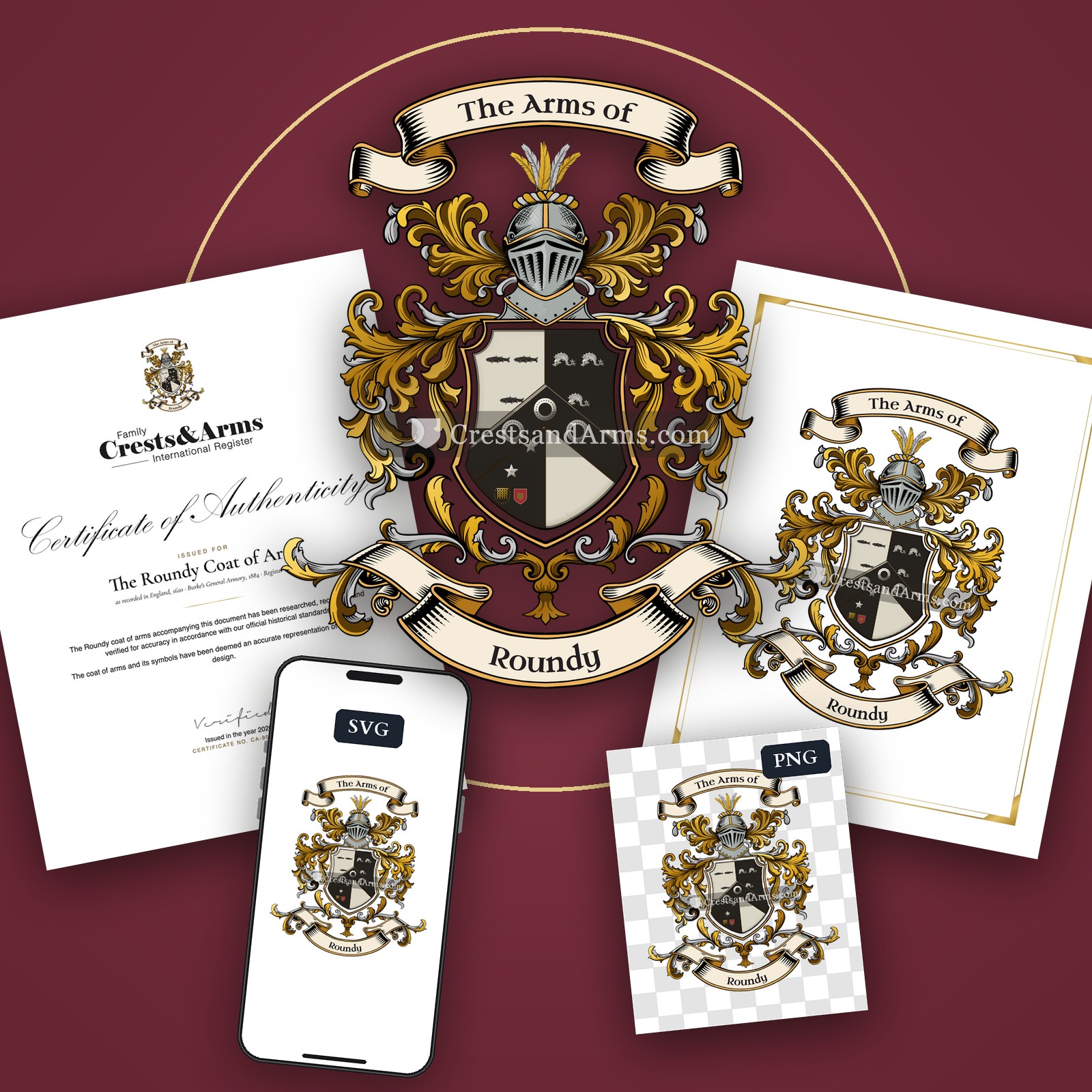 The Roundy arms on the coat of arms — digital pack