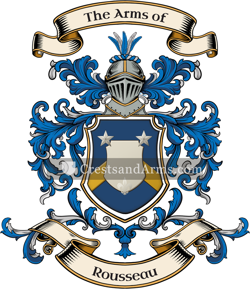 The Rousseau coat of arms, drawn from the recorded blazon
