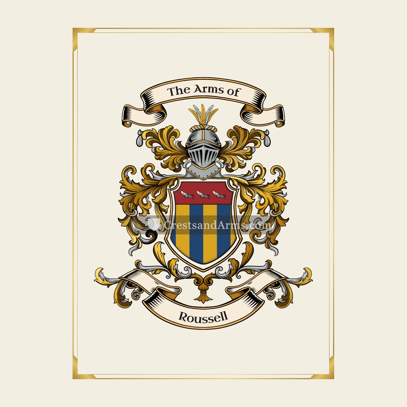 With gold border
