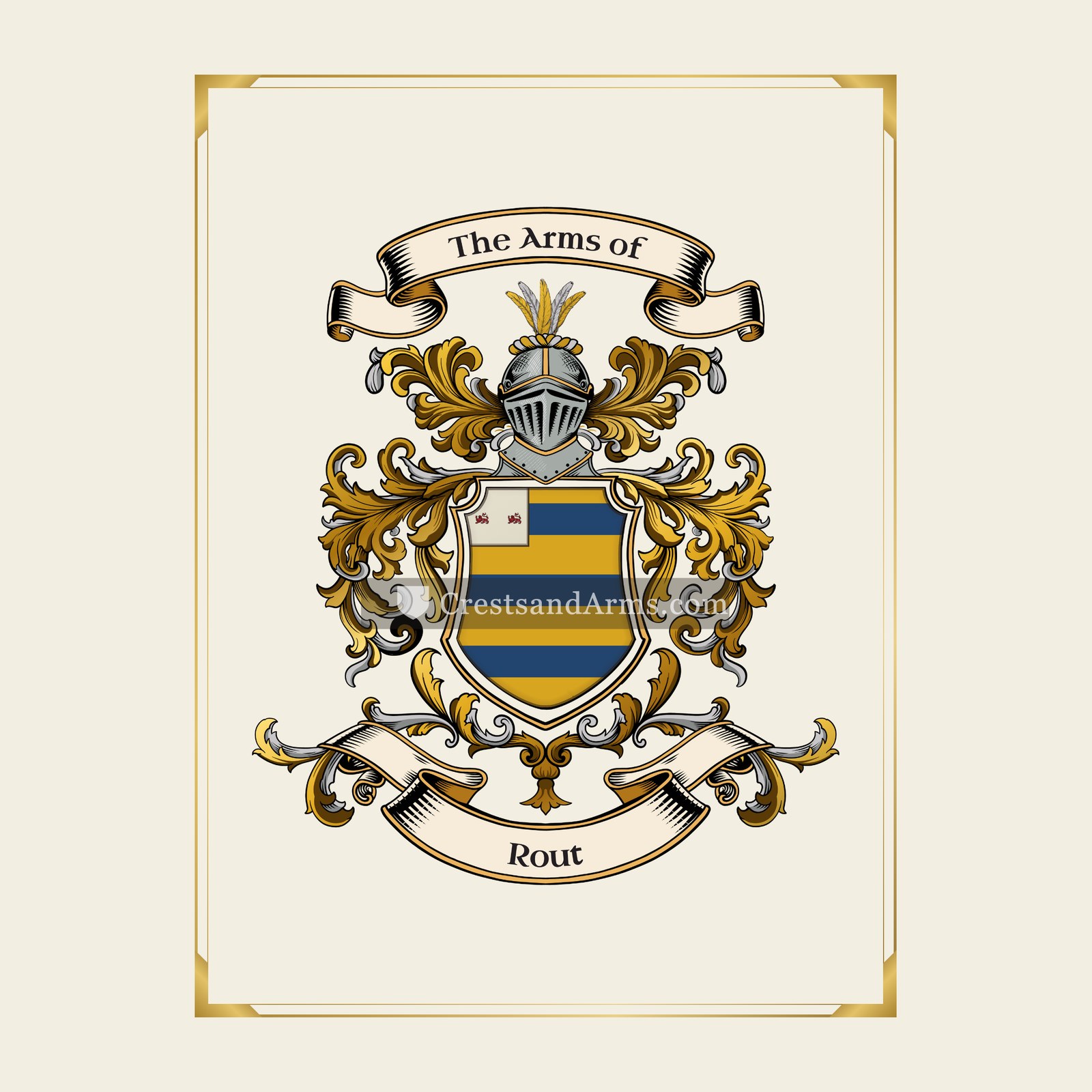 With gold border