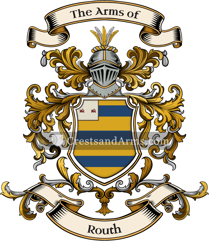 The Routh coat of arms, drawn from the recorded blazon