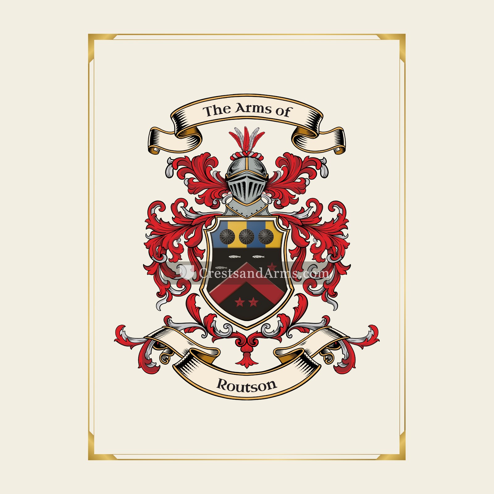 With gold border