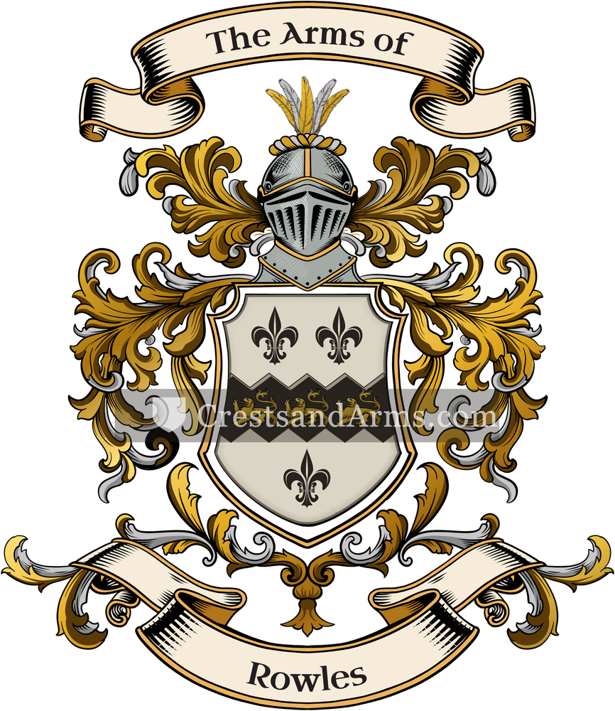 The Rowles coat of arms, drawn from the recorded blazon