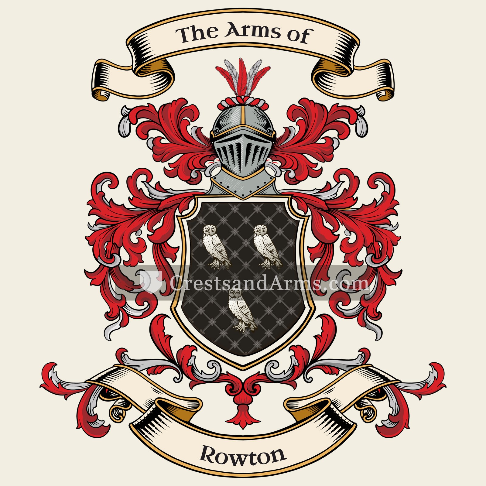 The Rowton coat of arms, drawn from the recorded blazon