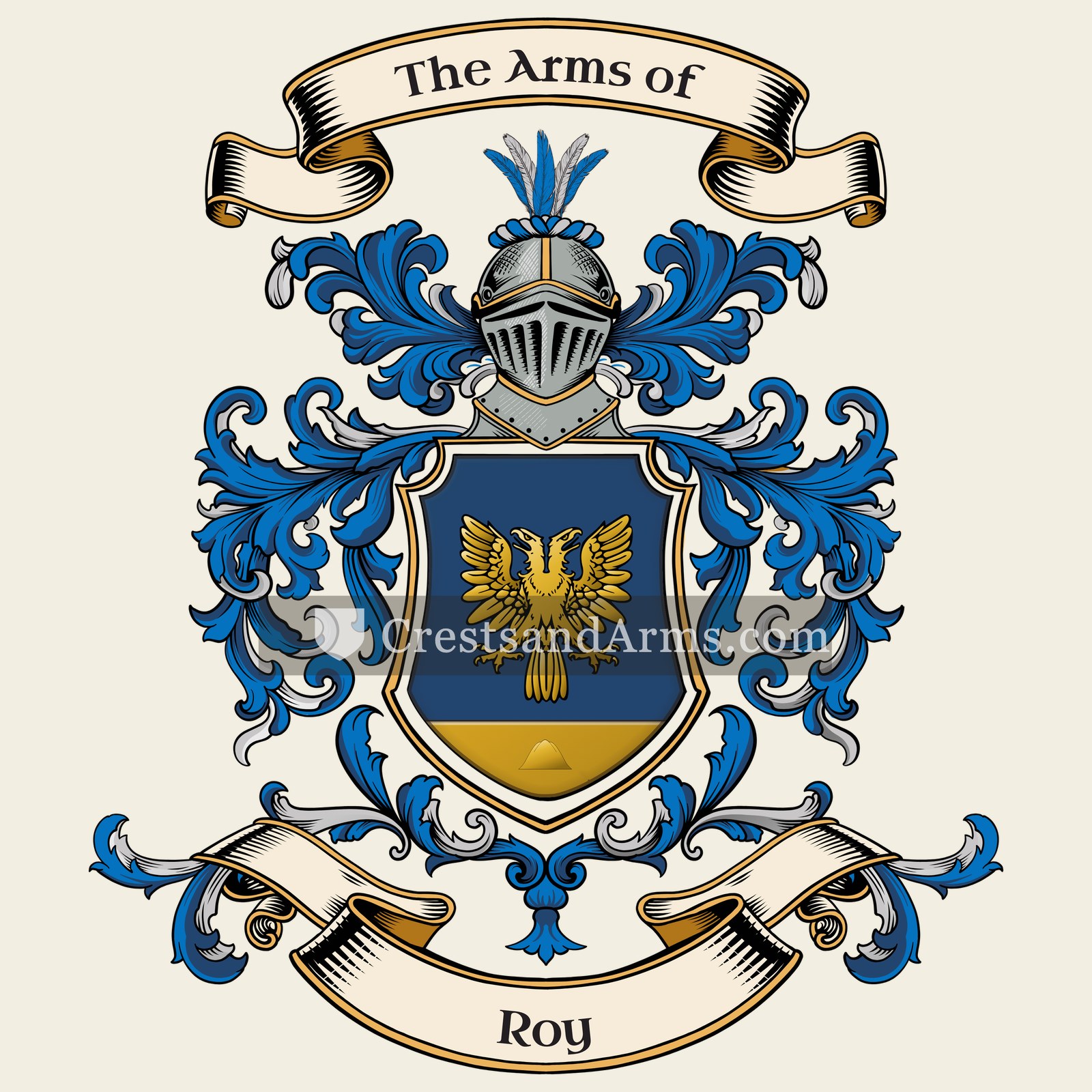 The Roy coat of arms, drawn from the recorded blazon