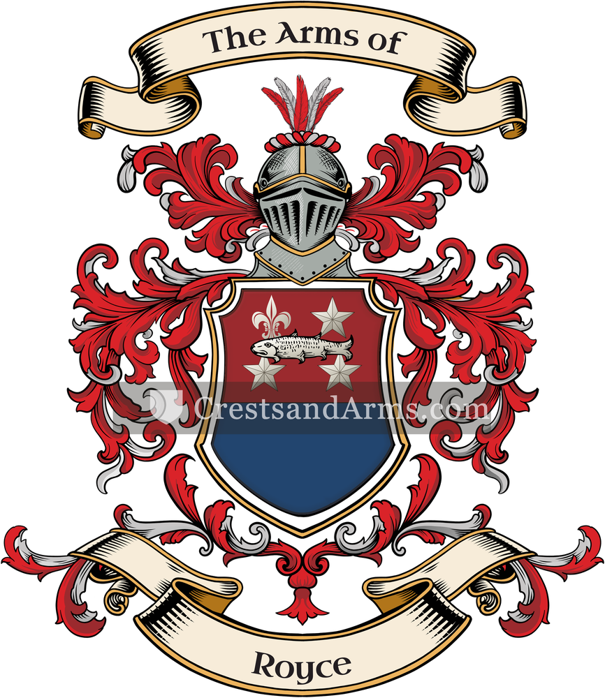 The Royce coat of arms, drawn from the recorded blazon