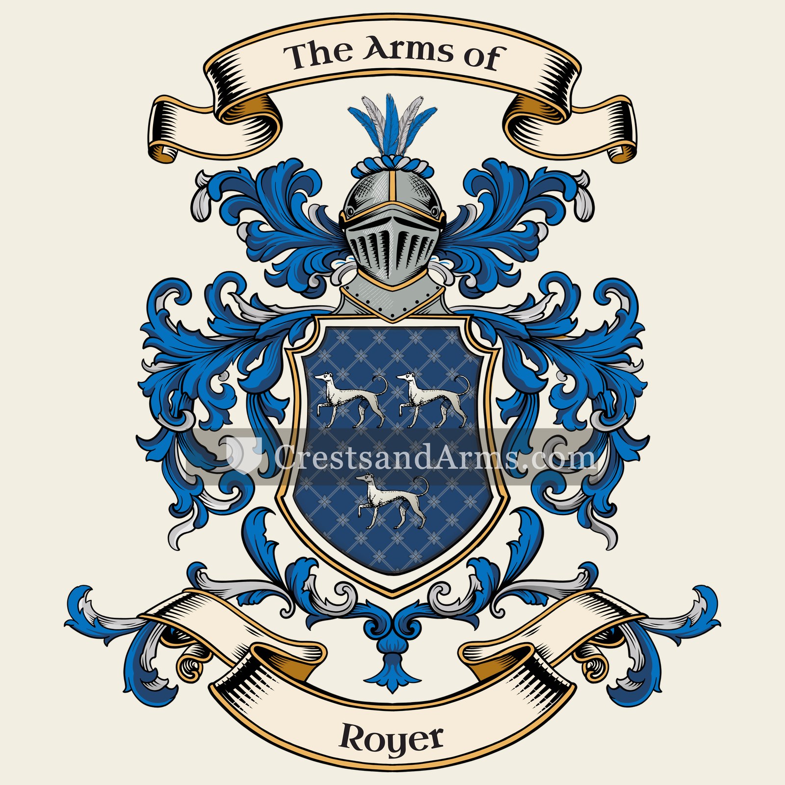 The Royer coat of arms, drawn from the recorded blazon
