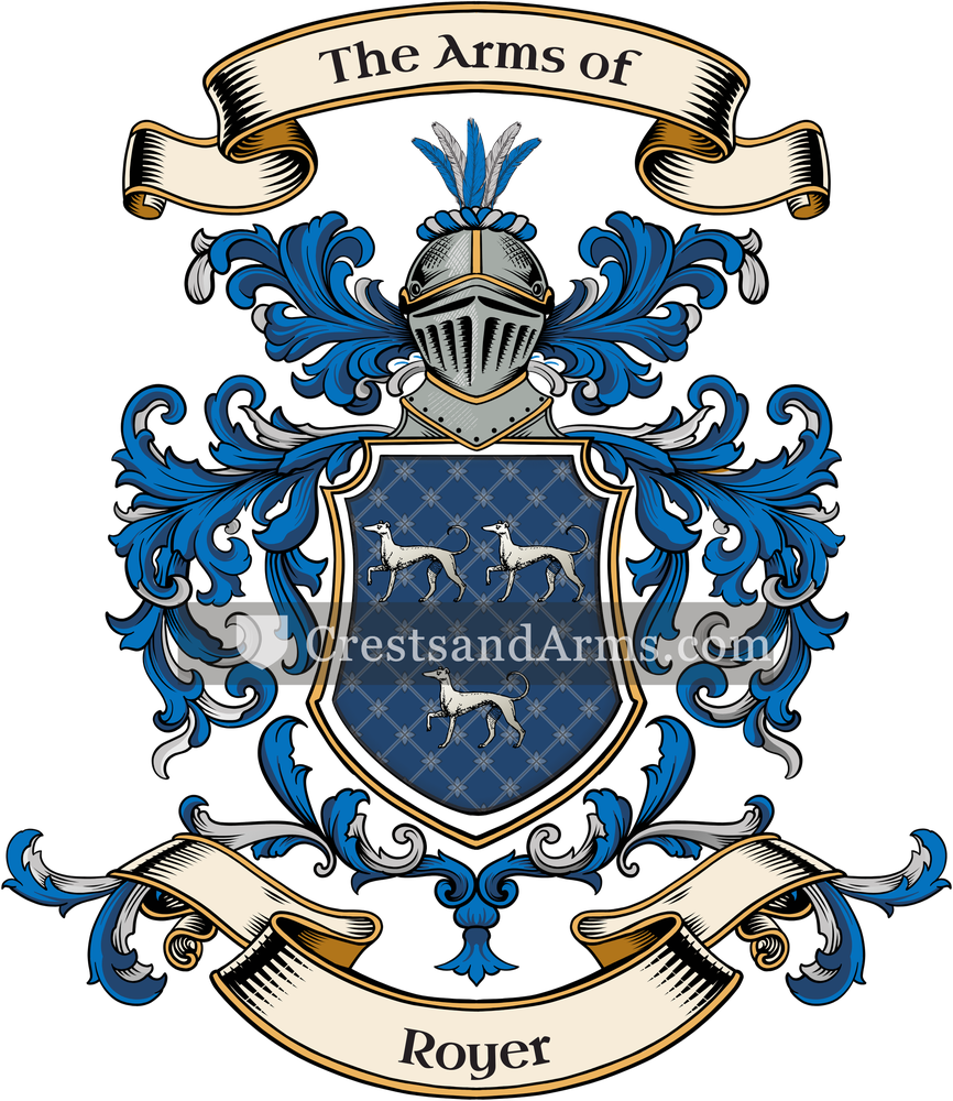 The Royer coat of arms, drawn from the recorded blazon
