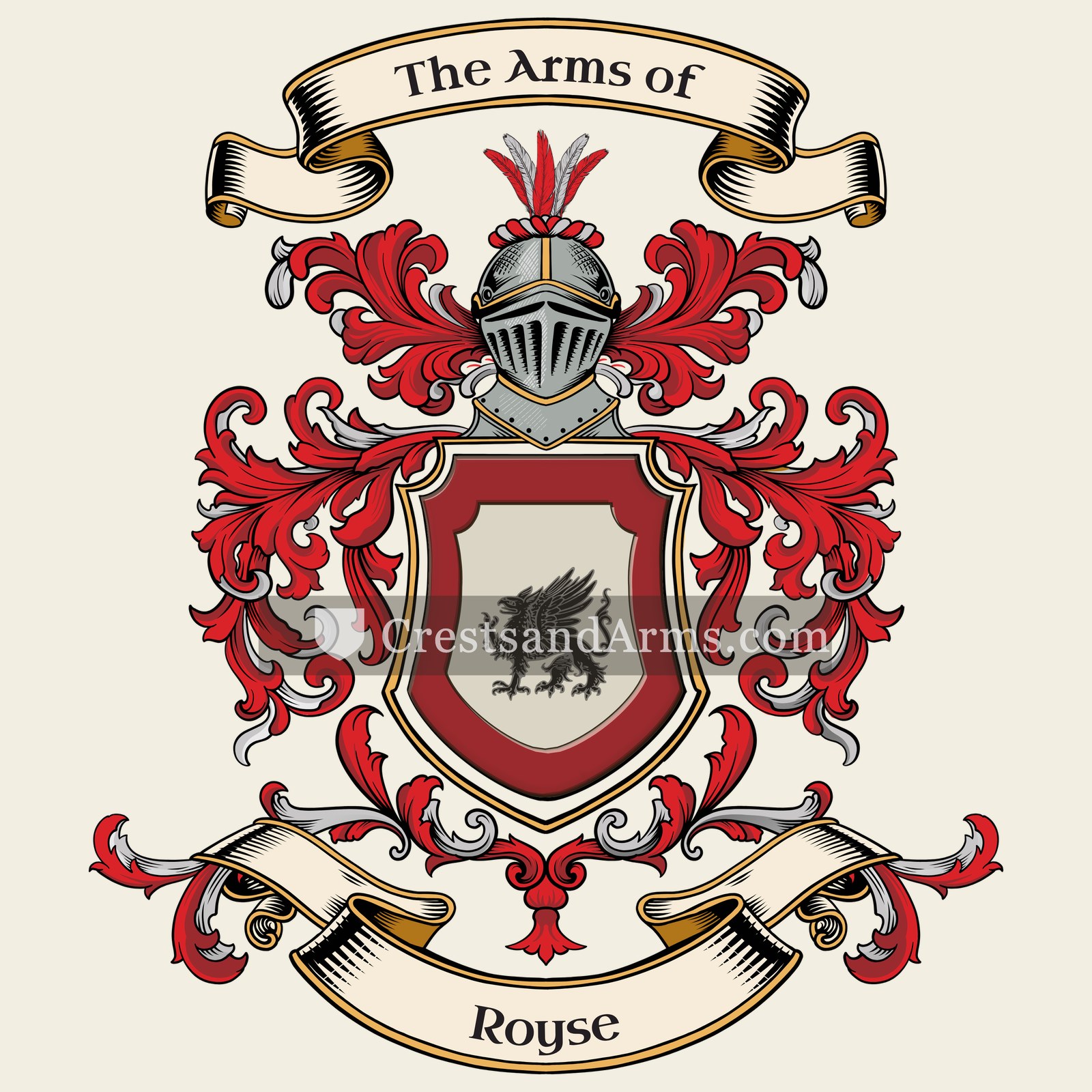 The Royse coat of arms, drawn from the recorded blazon