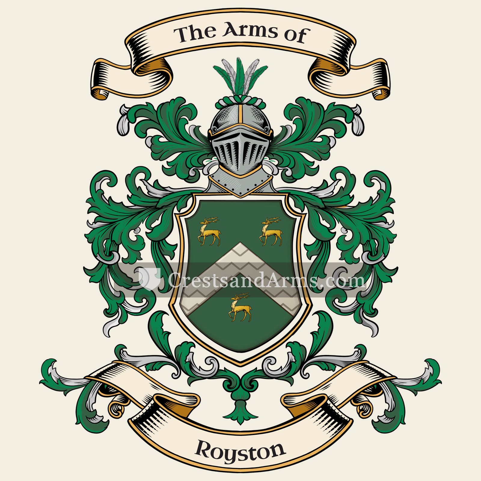 The Royston coat of arms, drawn from the recorded blazon