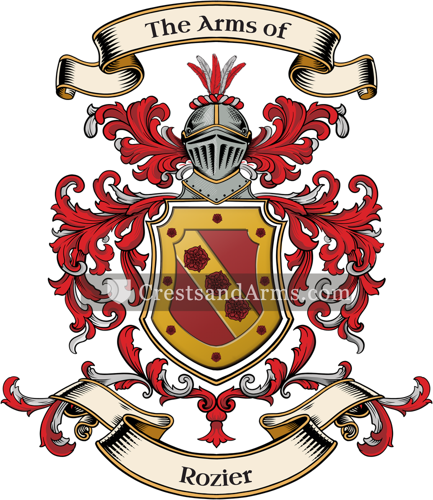 The Rozier coat of arms, drawn from the recorded blazon