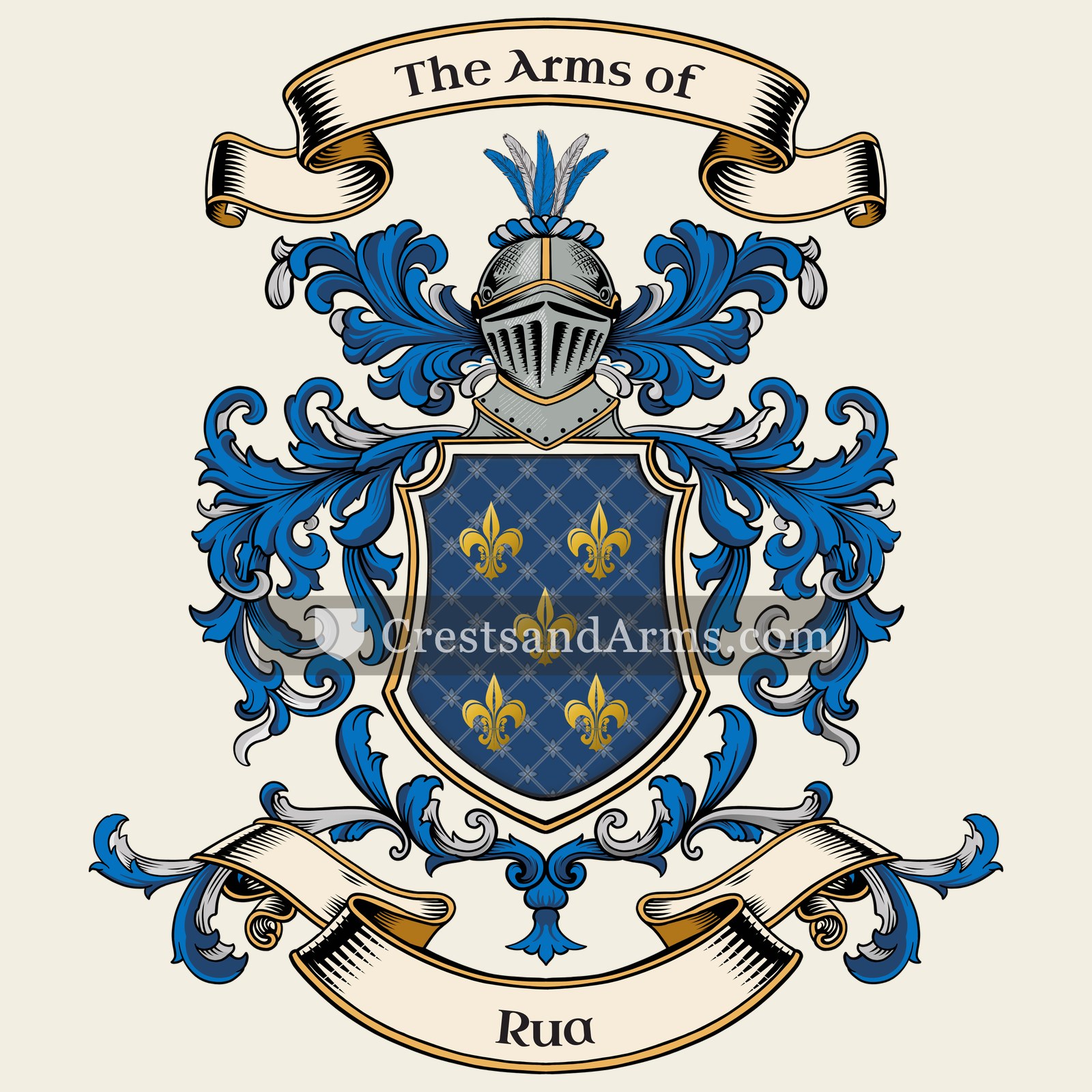 The Rua coat of arms, drawn from the recorded blazon