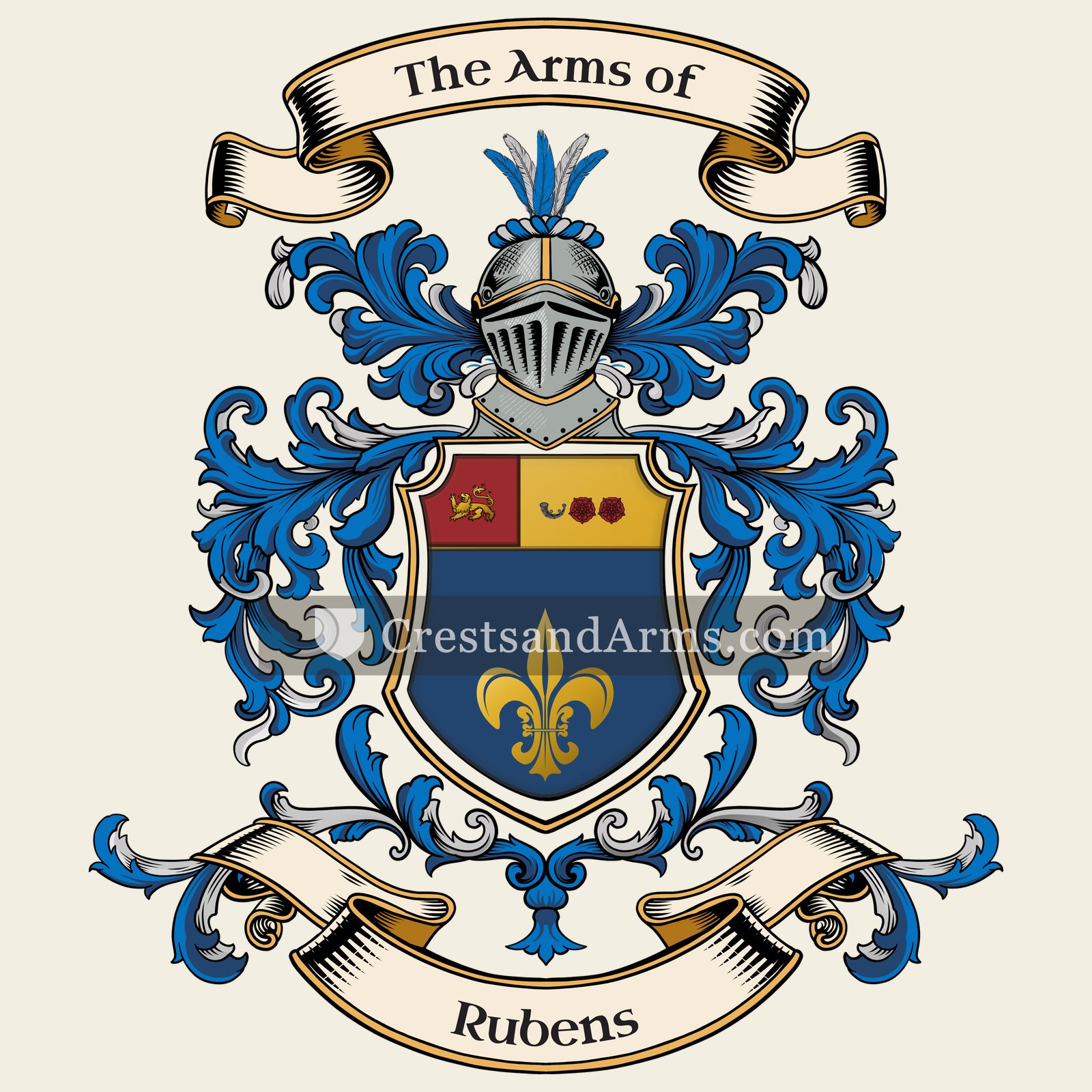 The Rubens coat of arms, drawn from the recorded blazon