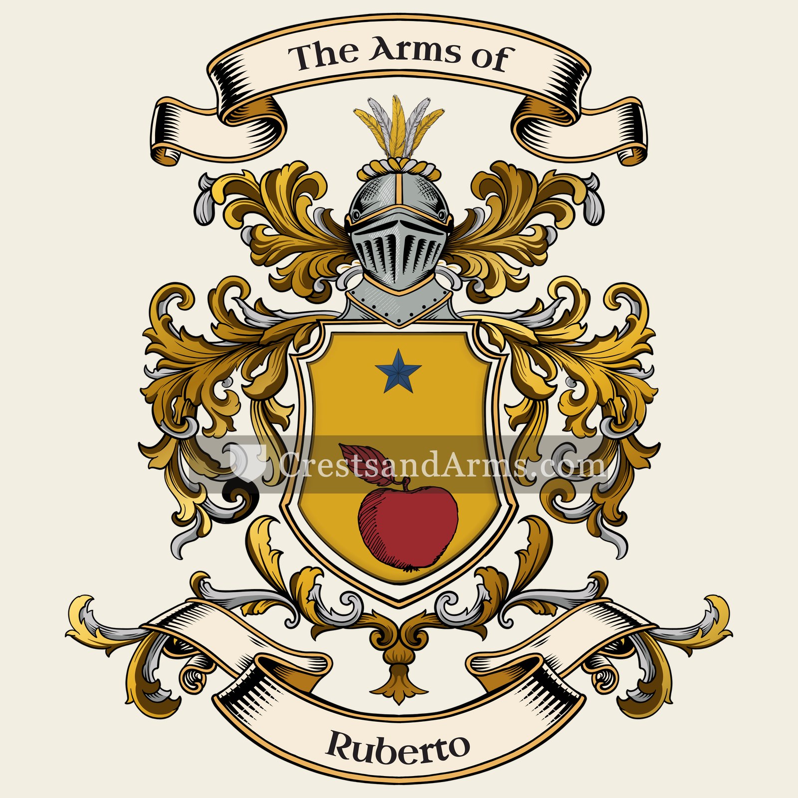 The Ruberto coat of arms, drawn from the recorded blazon