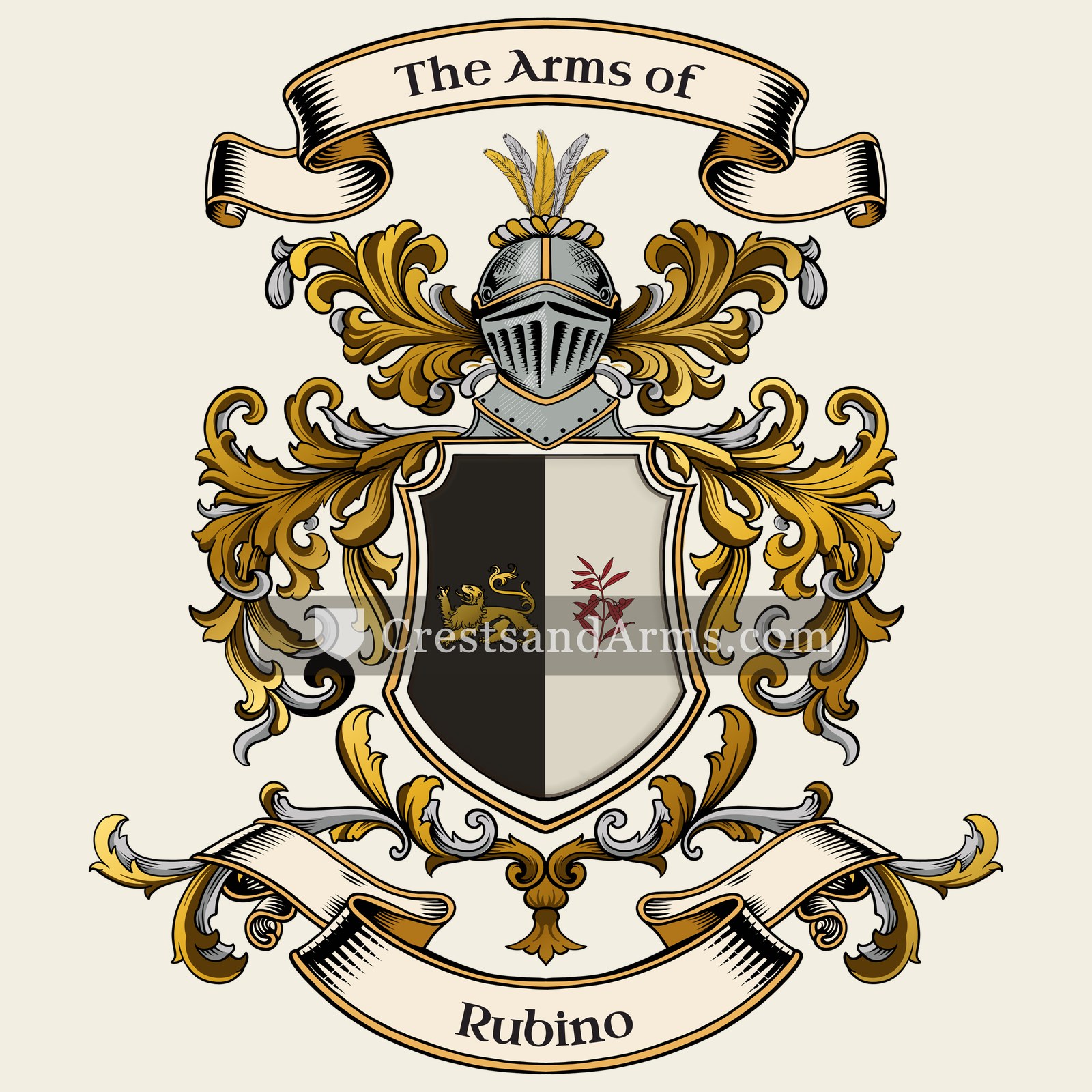 The Rubino coat of arms, drawn from the recorded blazon