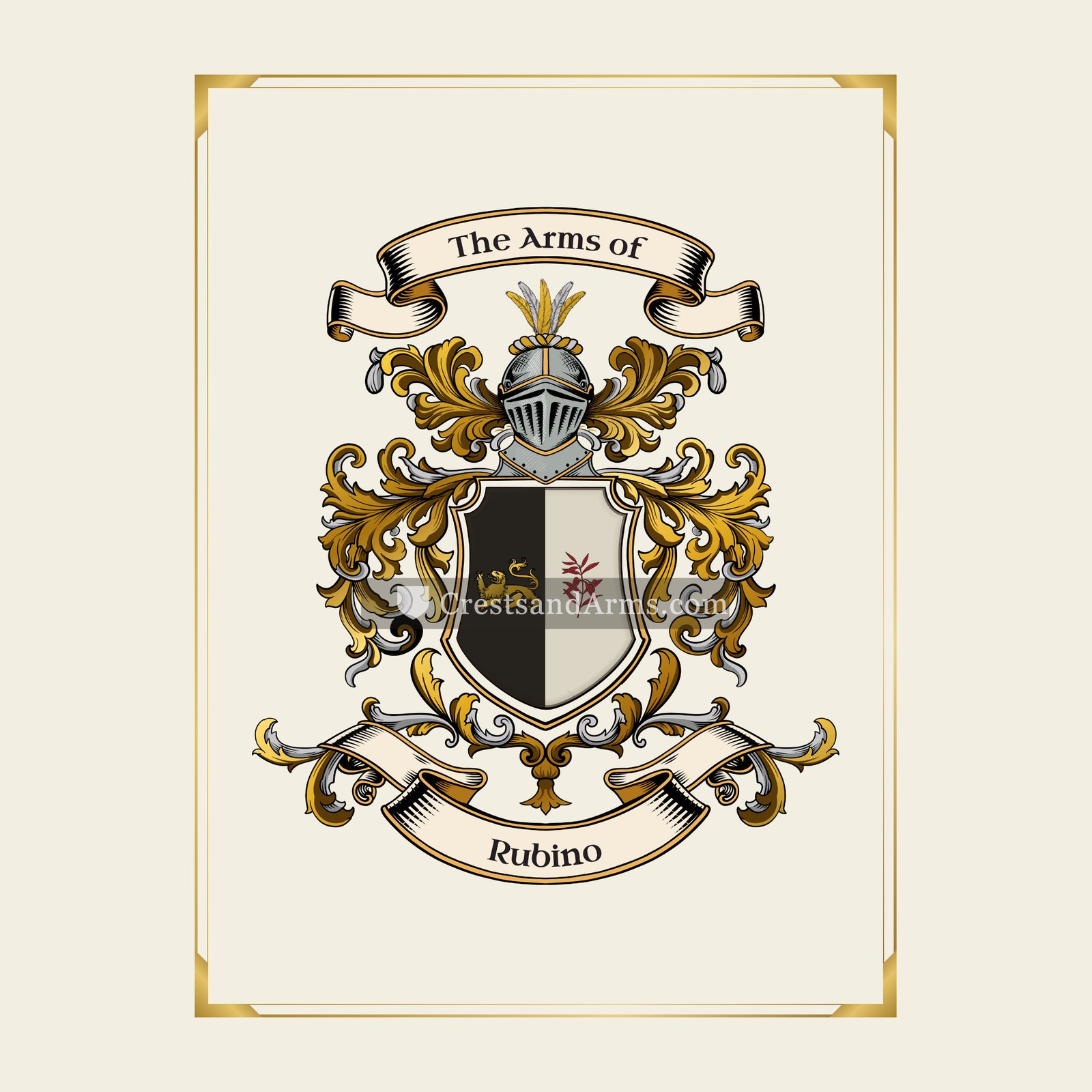 With gold border