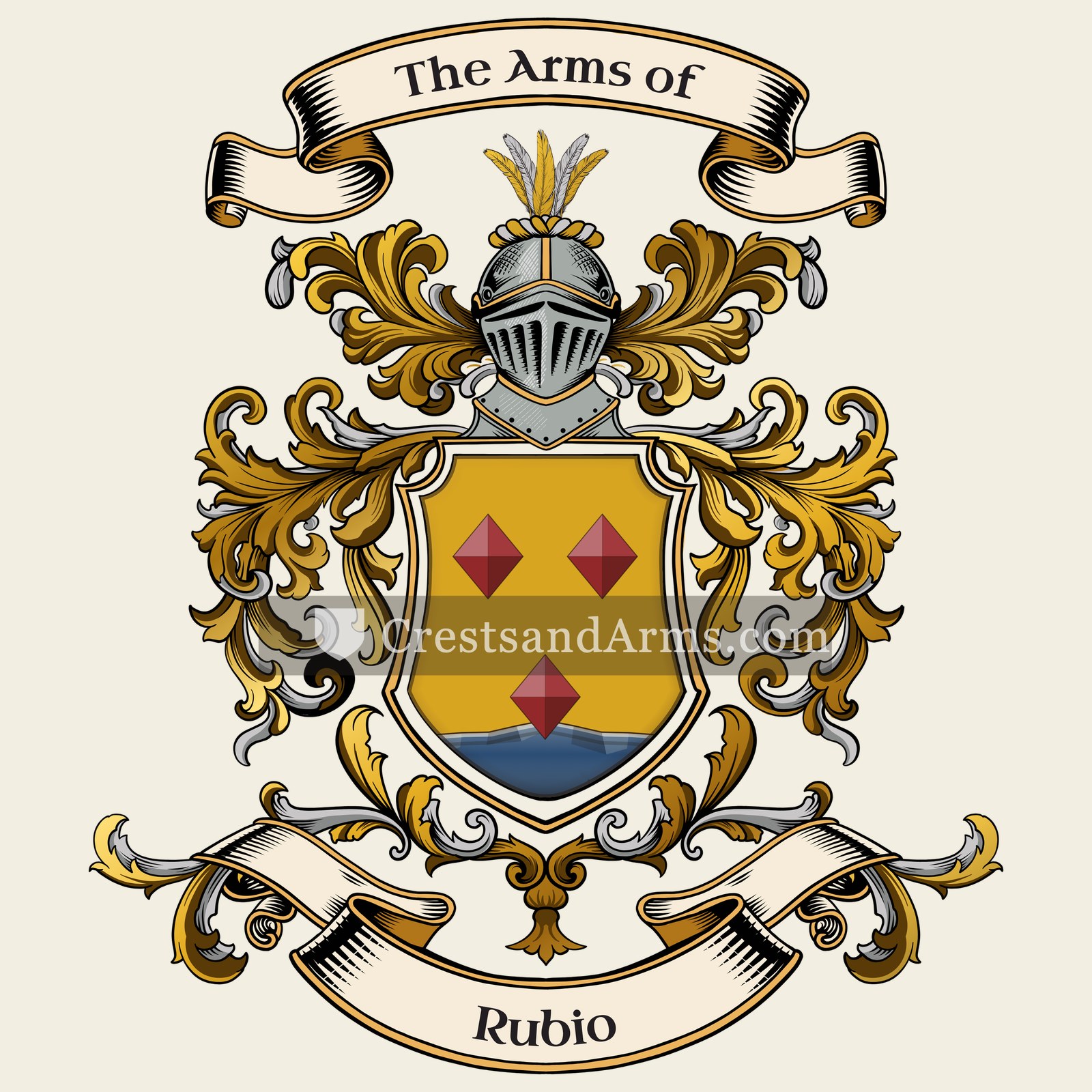 The Rubio coat of arms, drawn from the recorded blazon