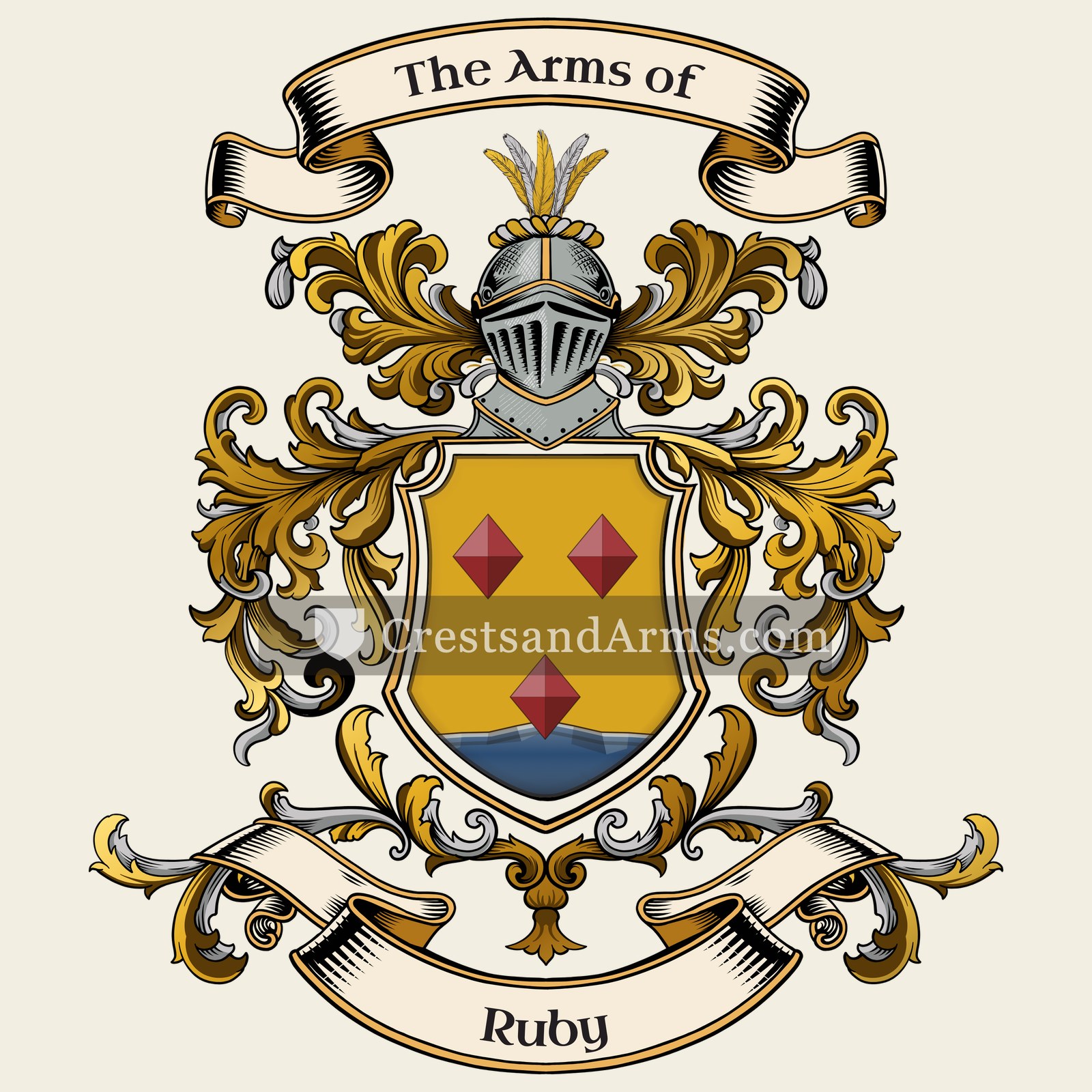 The Ruby coat of arms, drawn from the recorded blazon