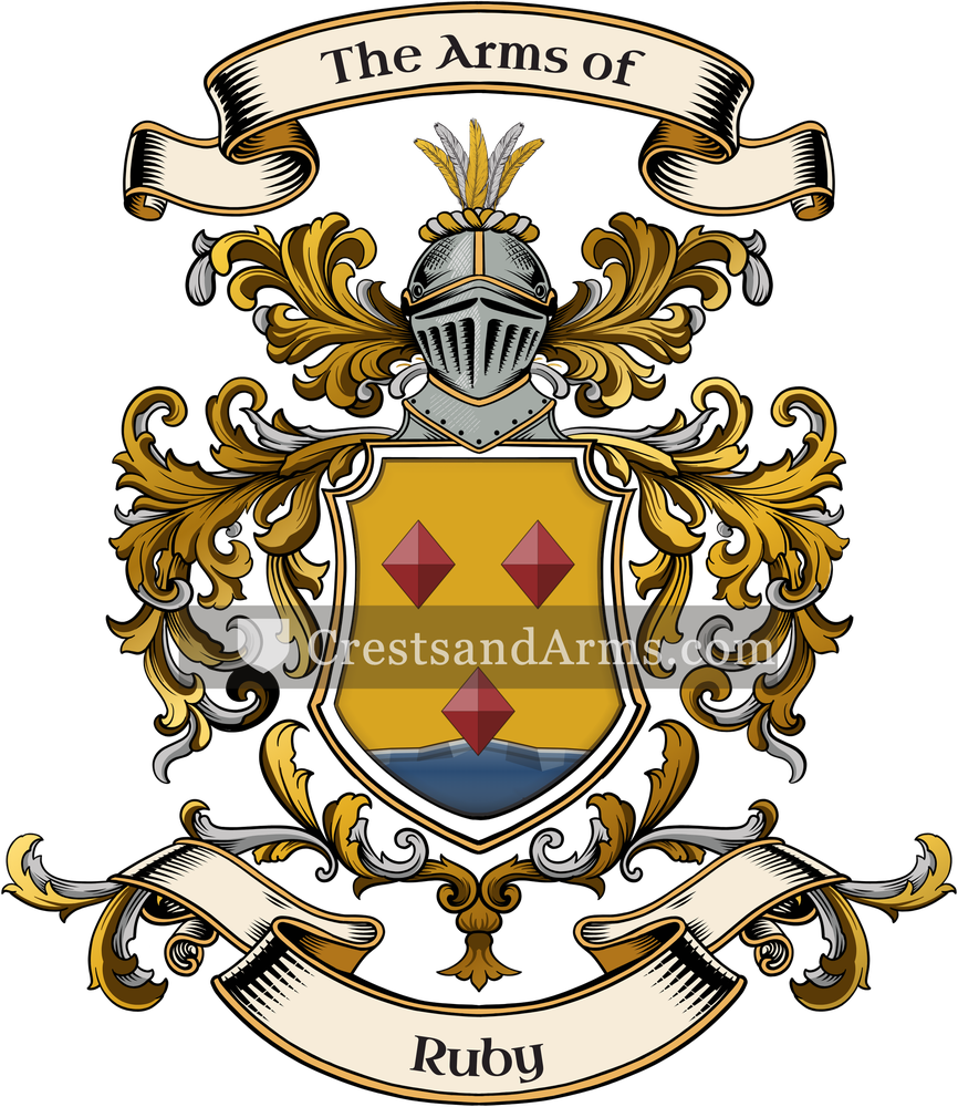 The Ruby coat of arms, drawn from the recorded blazon