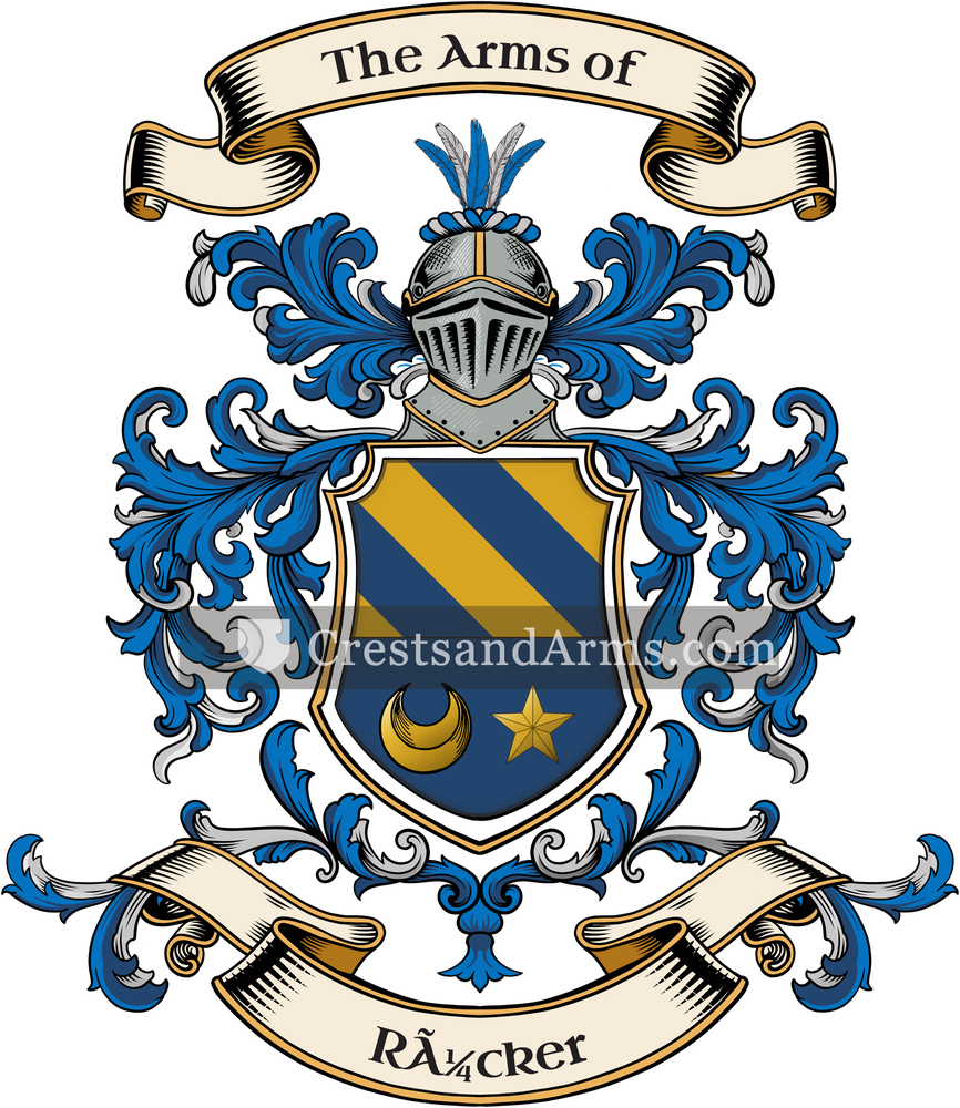 The Rücker coat of arms, drawn from the recorded blazon