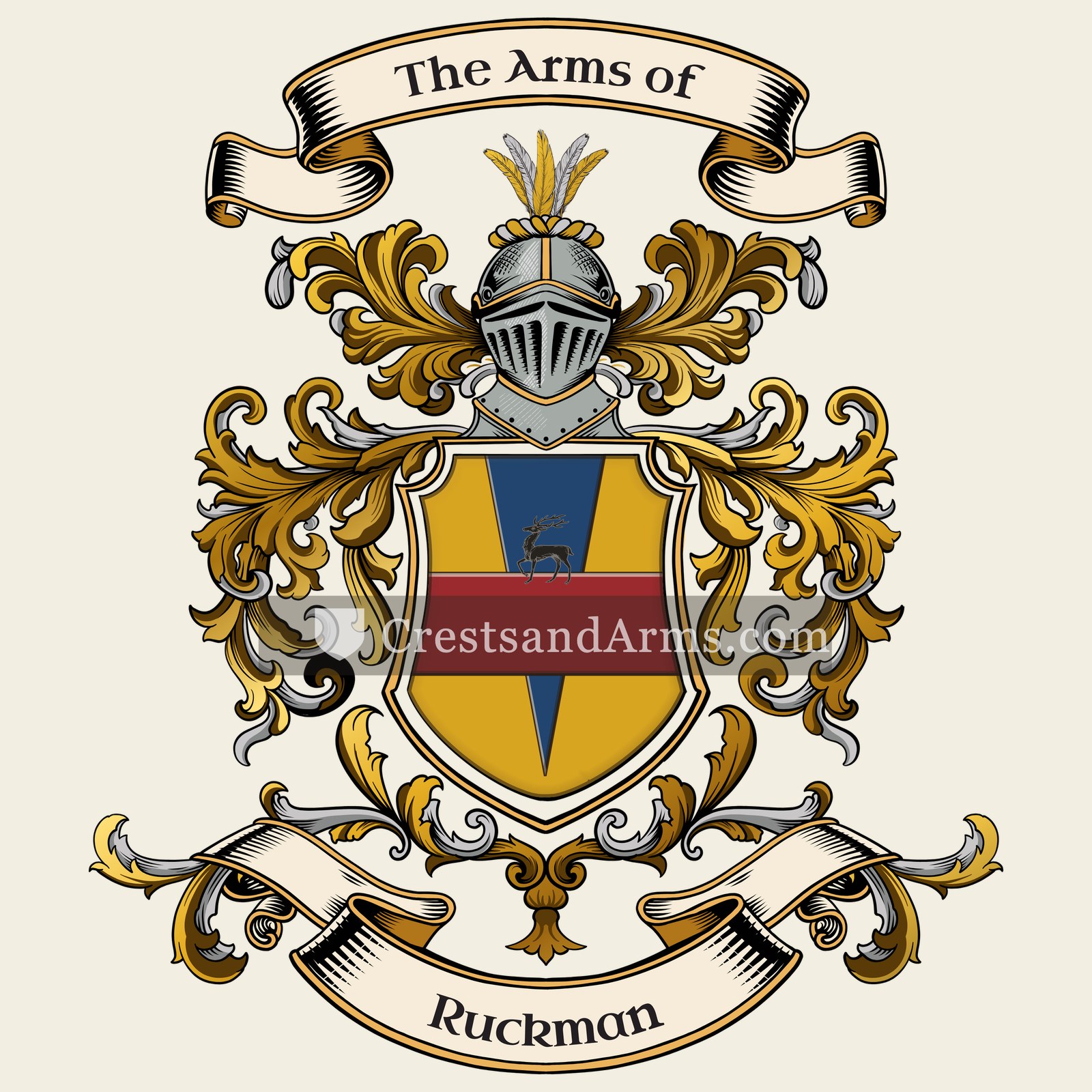 The Ruckman coat of arms, drawn from the recorded blazon
