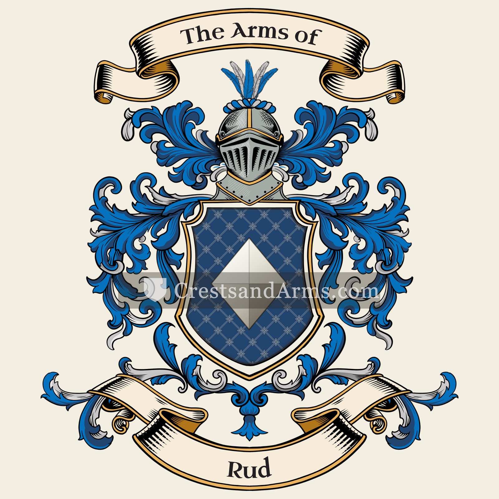 The Rud coat of arms, drawn from the recorded blazon