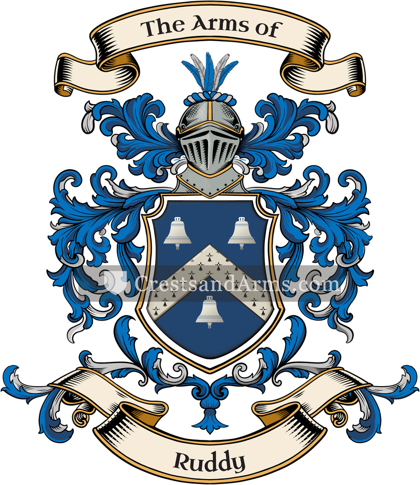The Ruddy coat of arms, drawn from the recorded blazon