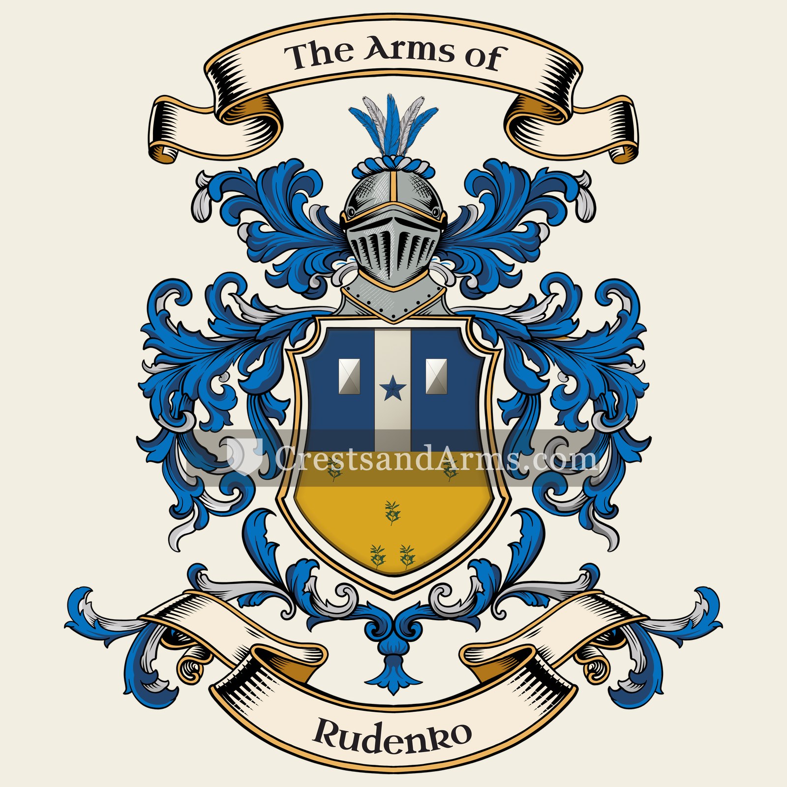 The Rudenko coat of arms, drawn from the recorded blazon