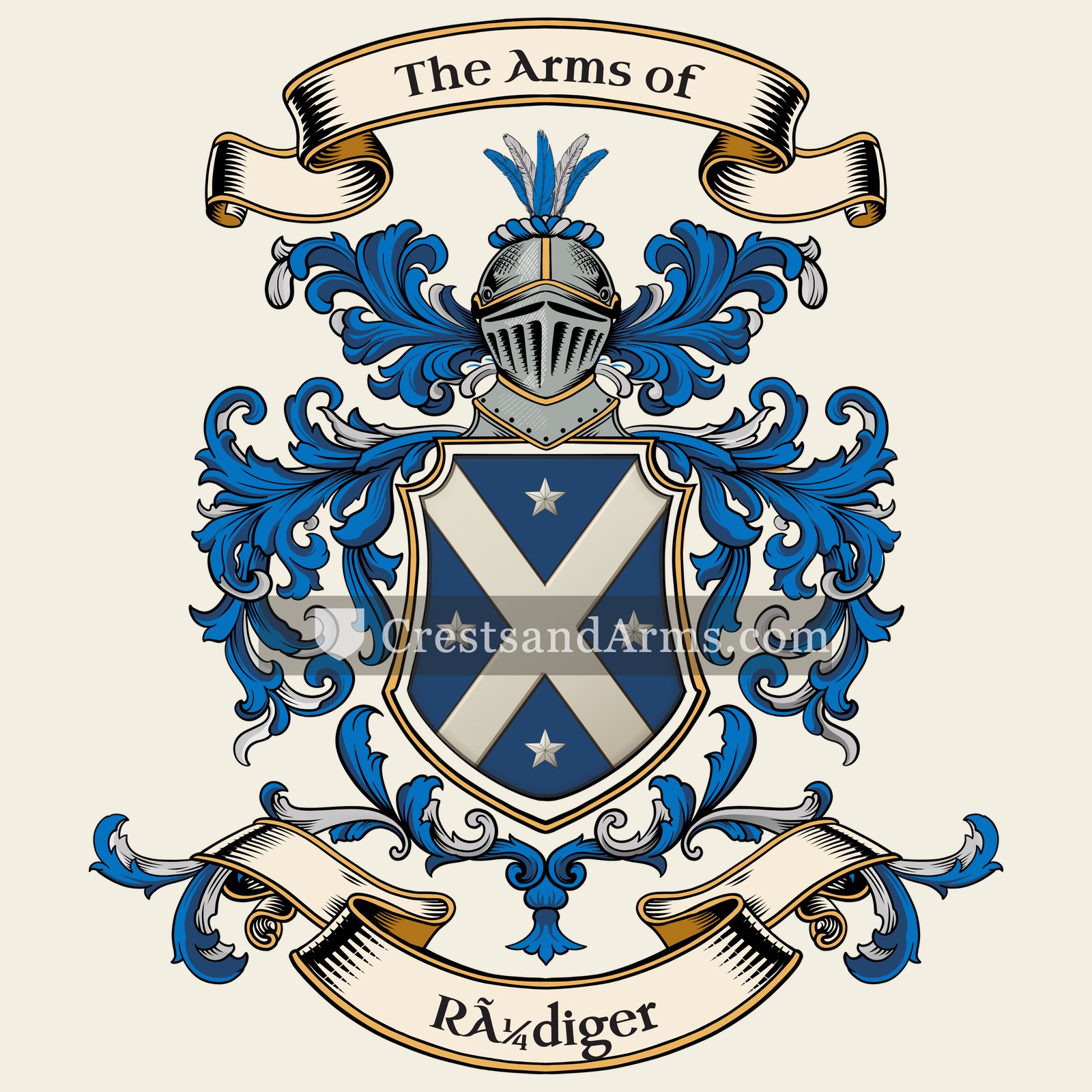 The Rüdiger coat of arms, drawn from the recorded blazon