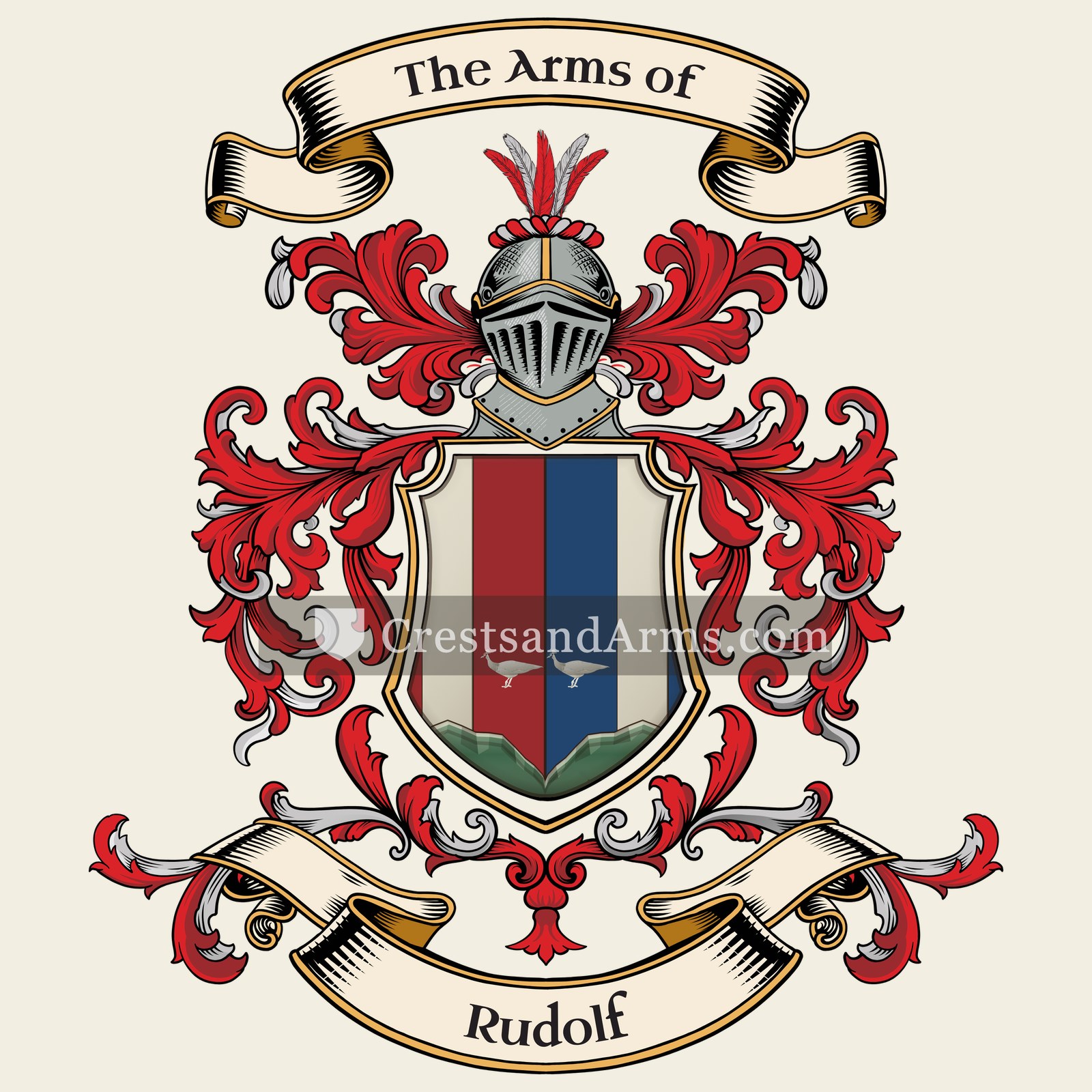 The Rudolf coat of arms, drawn from the recorded blazon