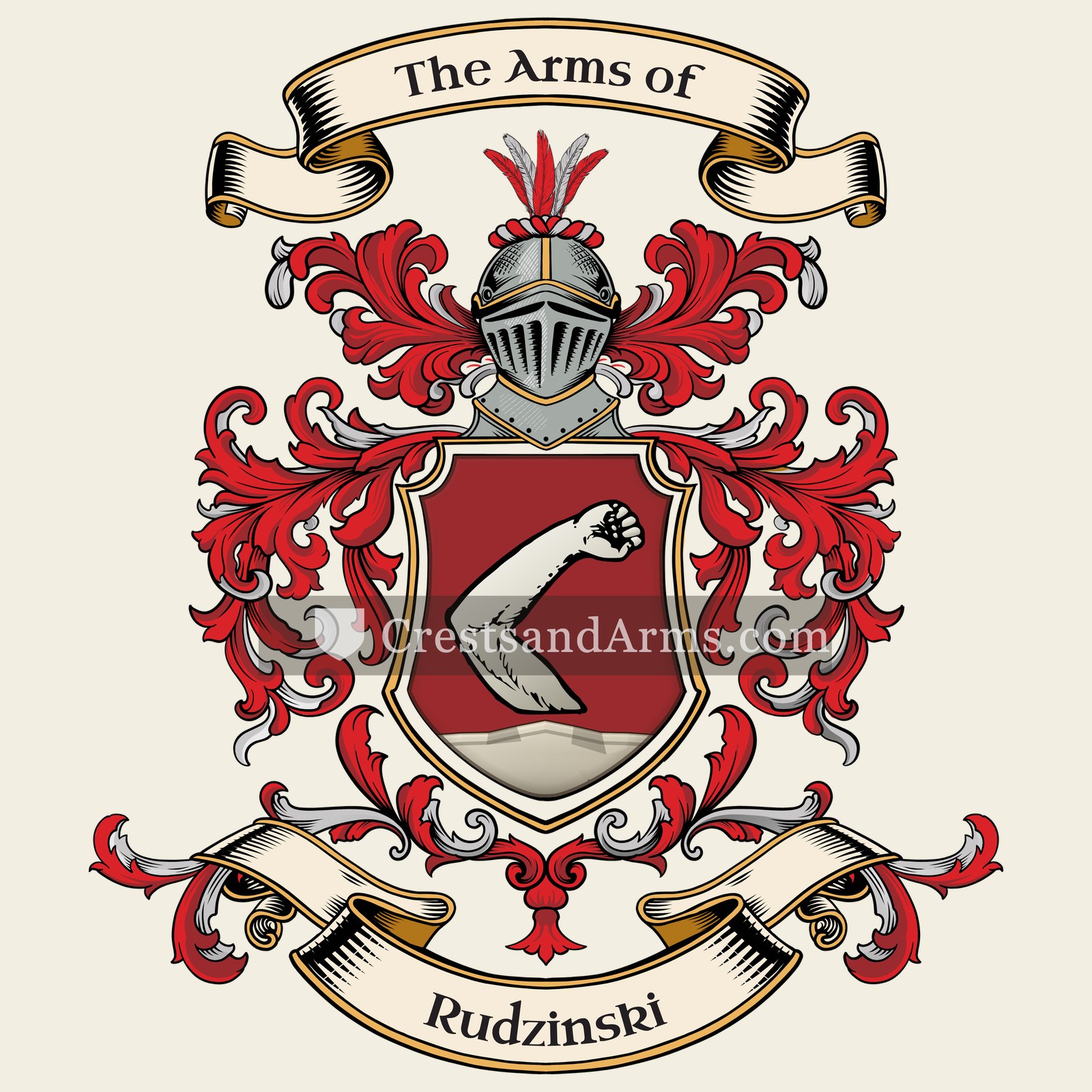 The Rudzinski coat of arms, drawn from the recorded blazon