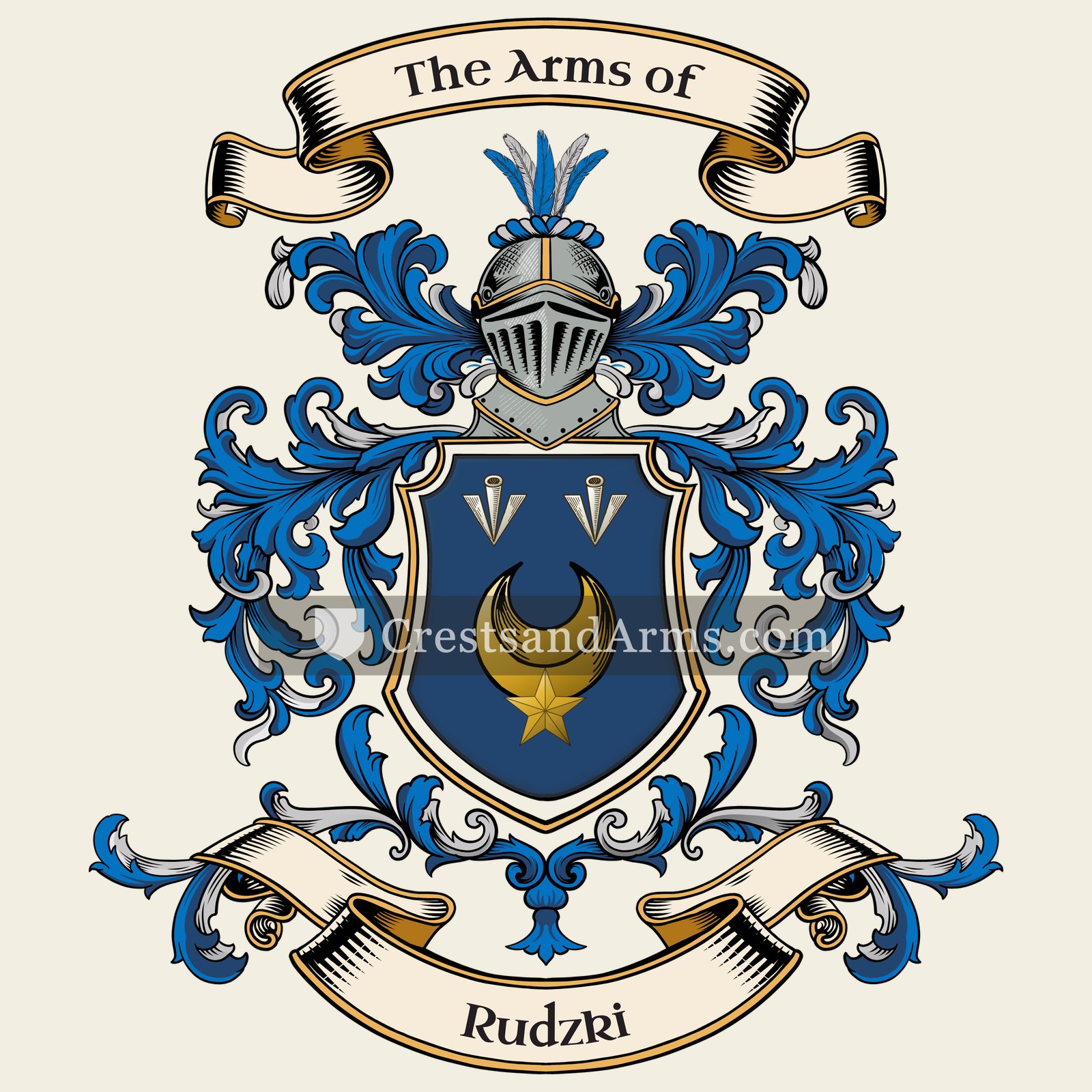 The Rudzki coat of arms, drawn from the recorded blazon