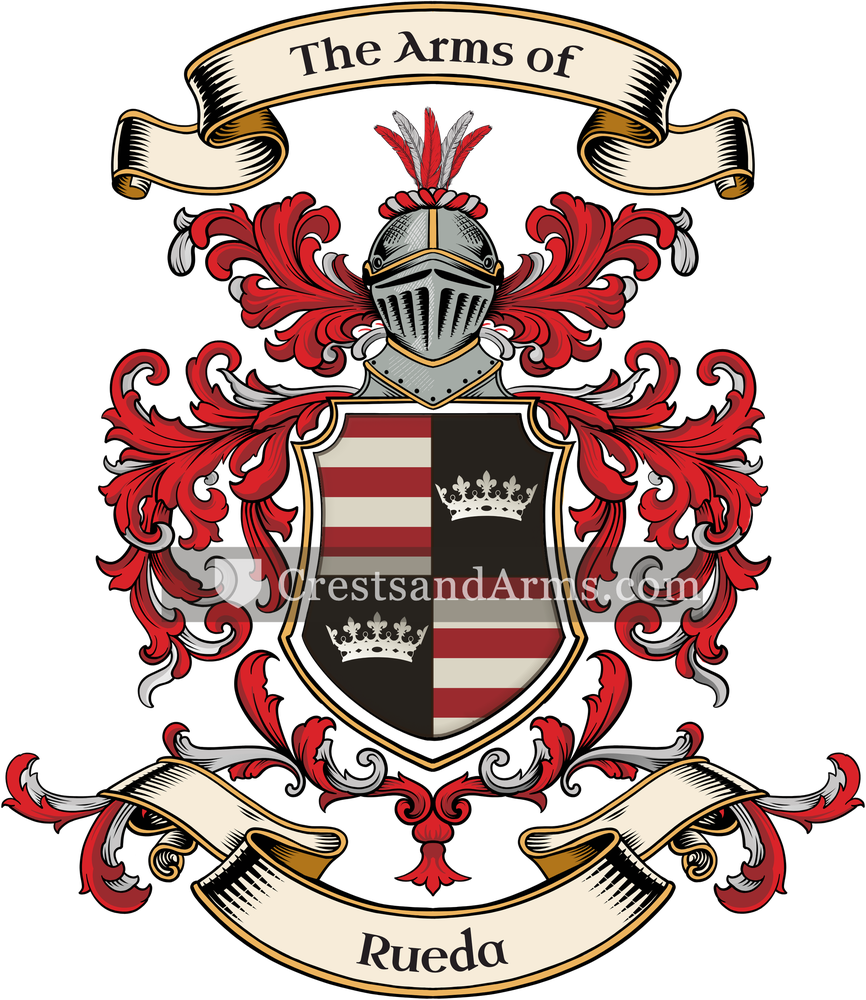 The Rueda coat of arms, drawn from the recorded blazon