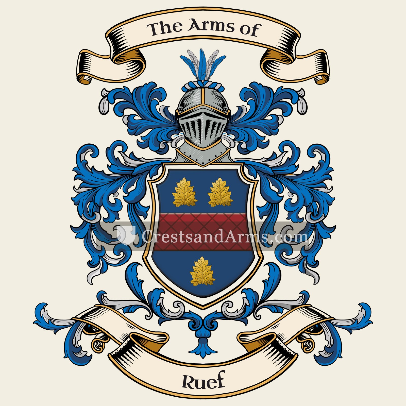 The Ruef coat of arms, drawn from the recorded blazon