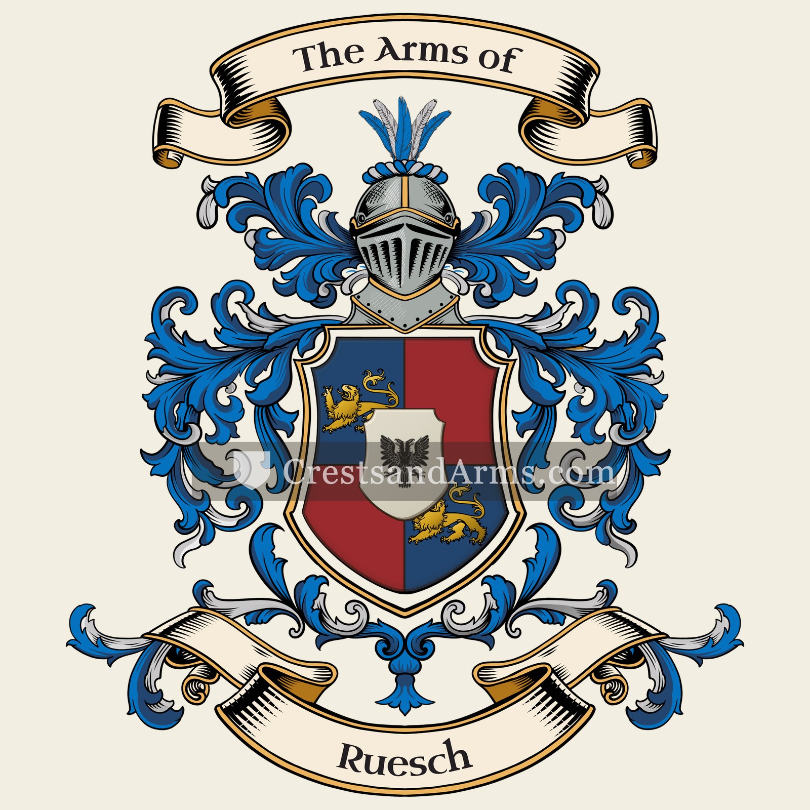 The Ruesch coat of arms, drawn from the recorded blazon