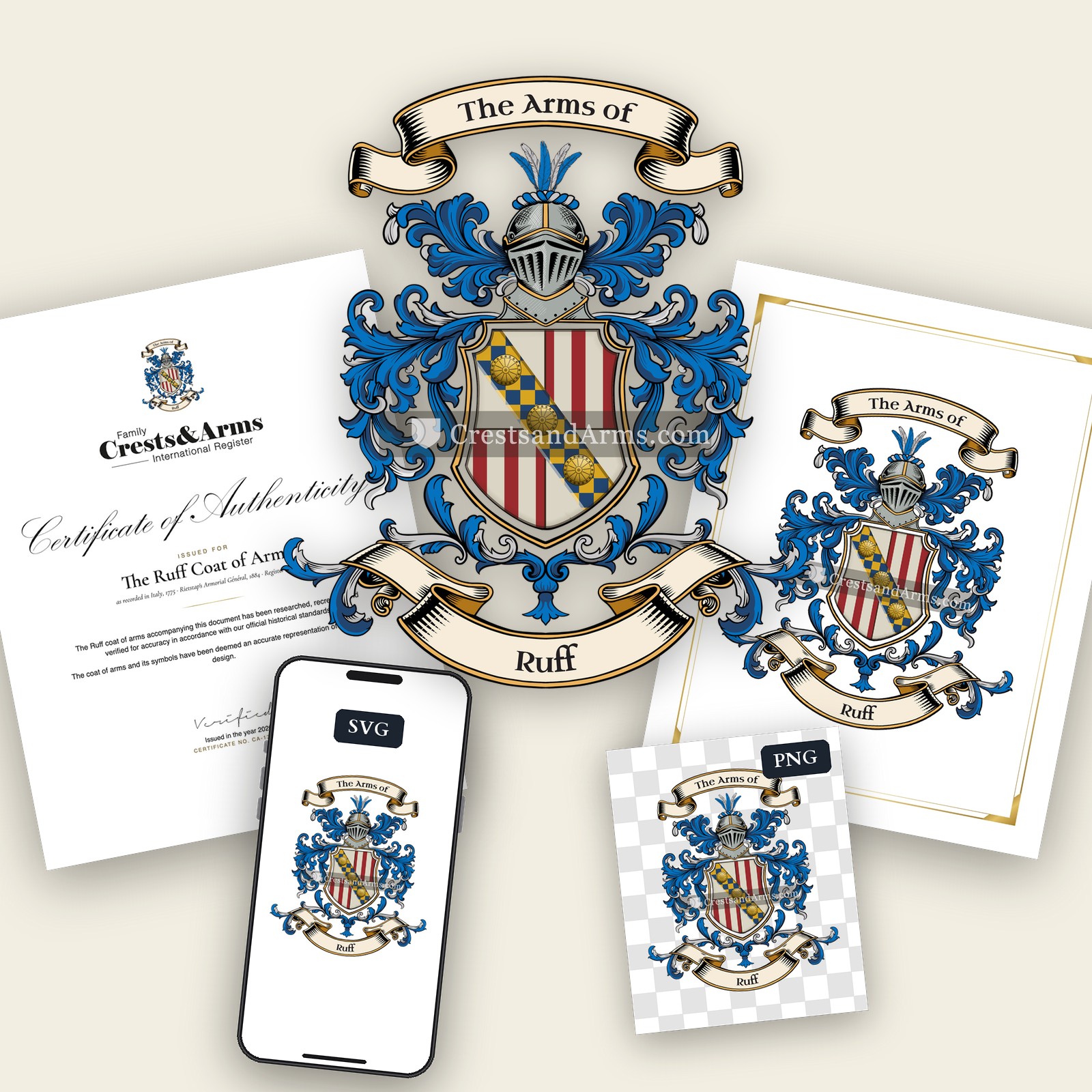The Ruff arms on the coat of arms — digital pack