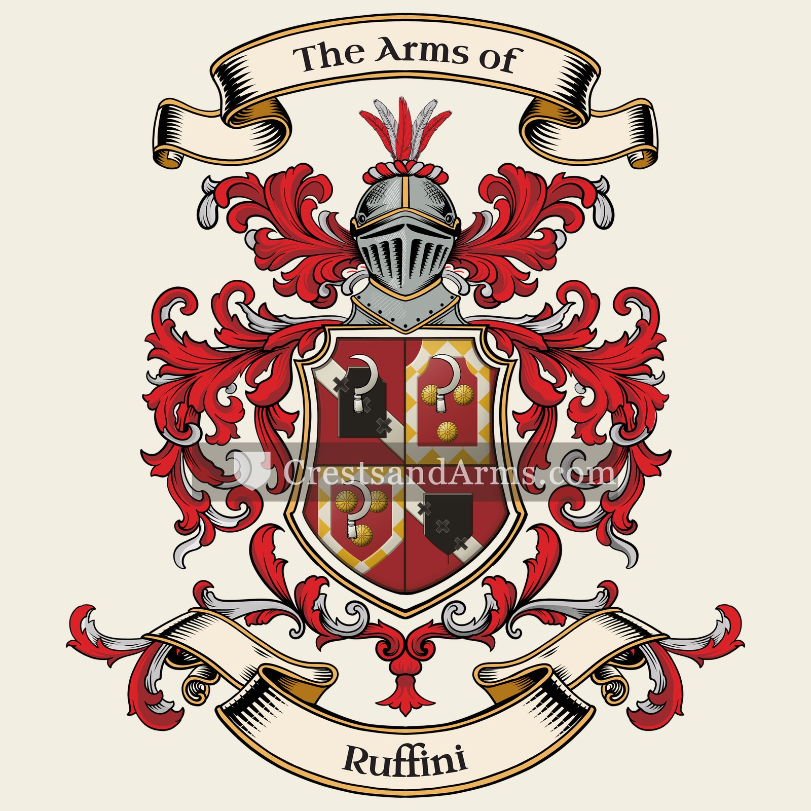 The Ruffini coat of arms, drawn from the recorded blazon