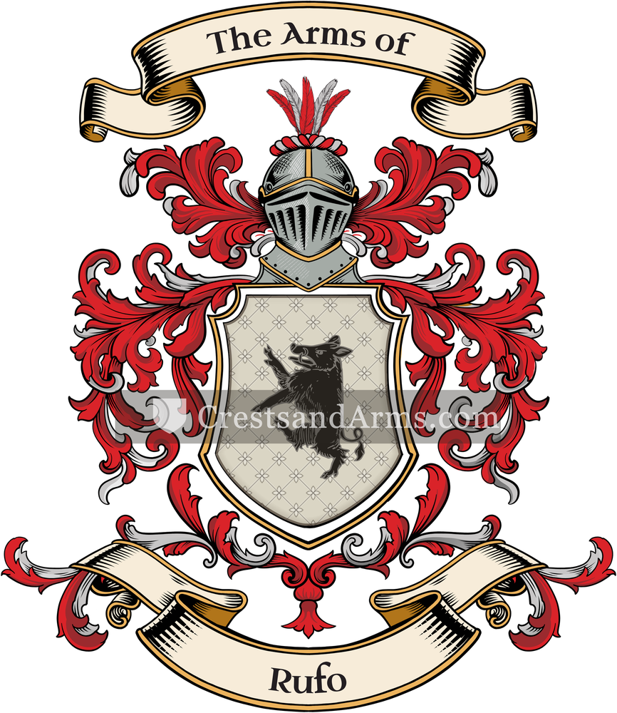 The Rufo coat of arms, drawn from the recorded blazon