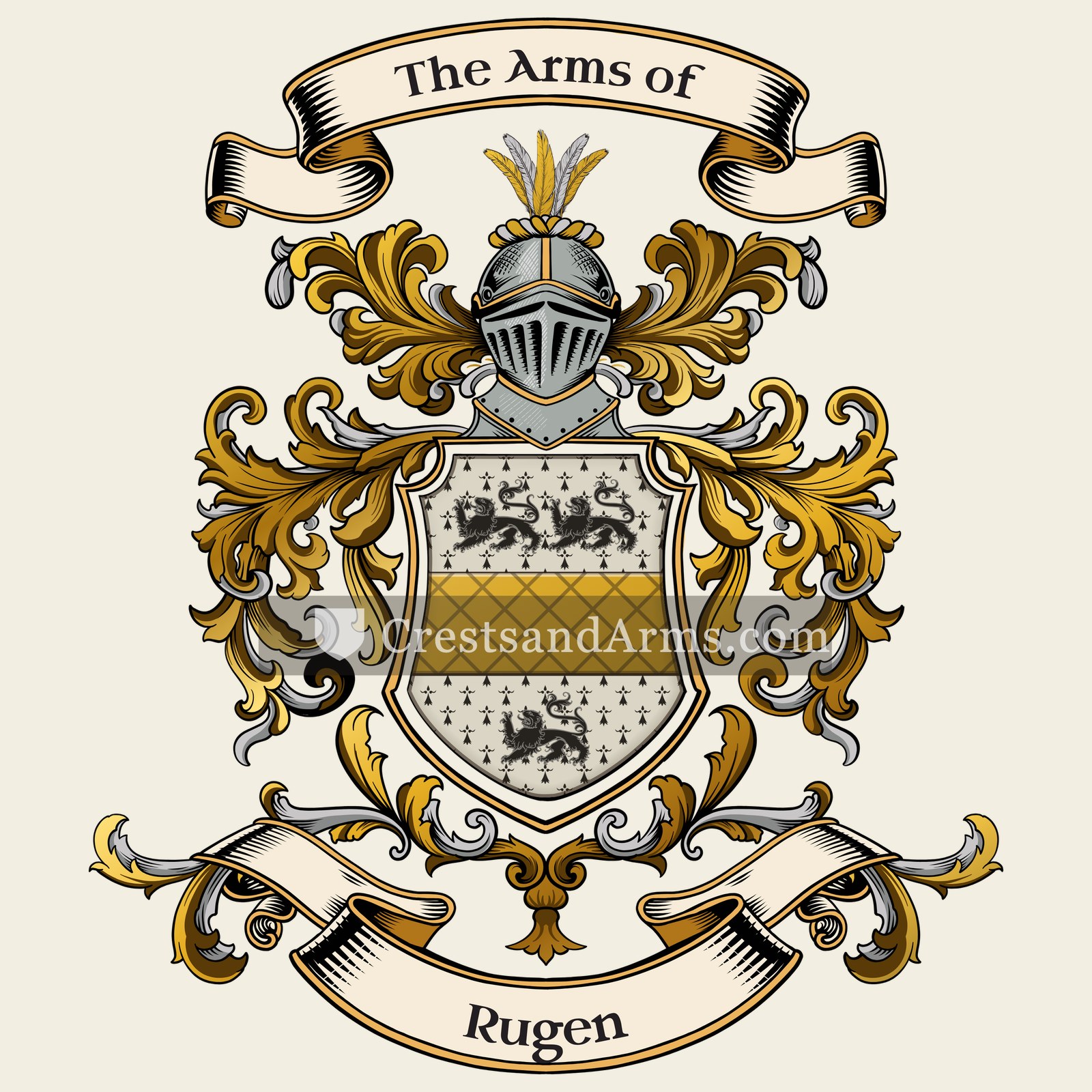 The Rugen coat of arms, drawn from the recorded blazon