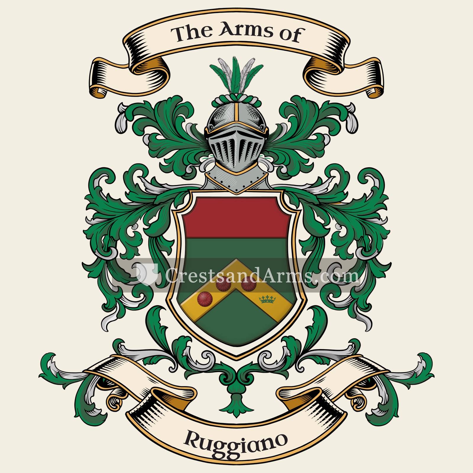 The Ruggiano coat of arms, drawn from the recorded blazon