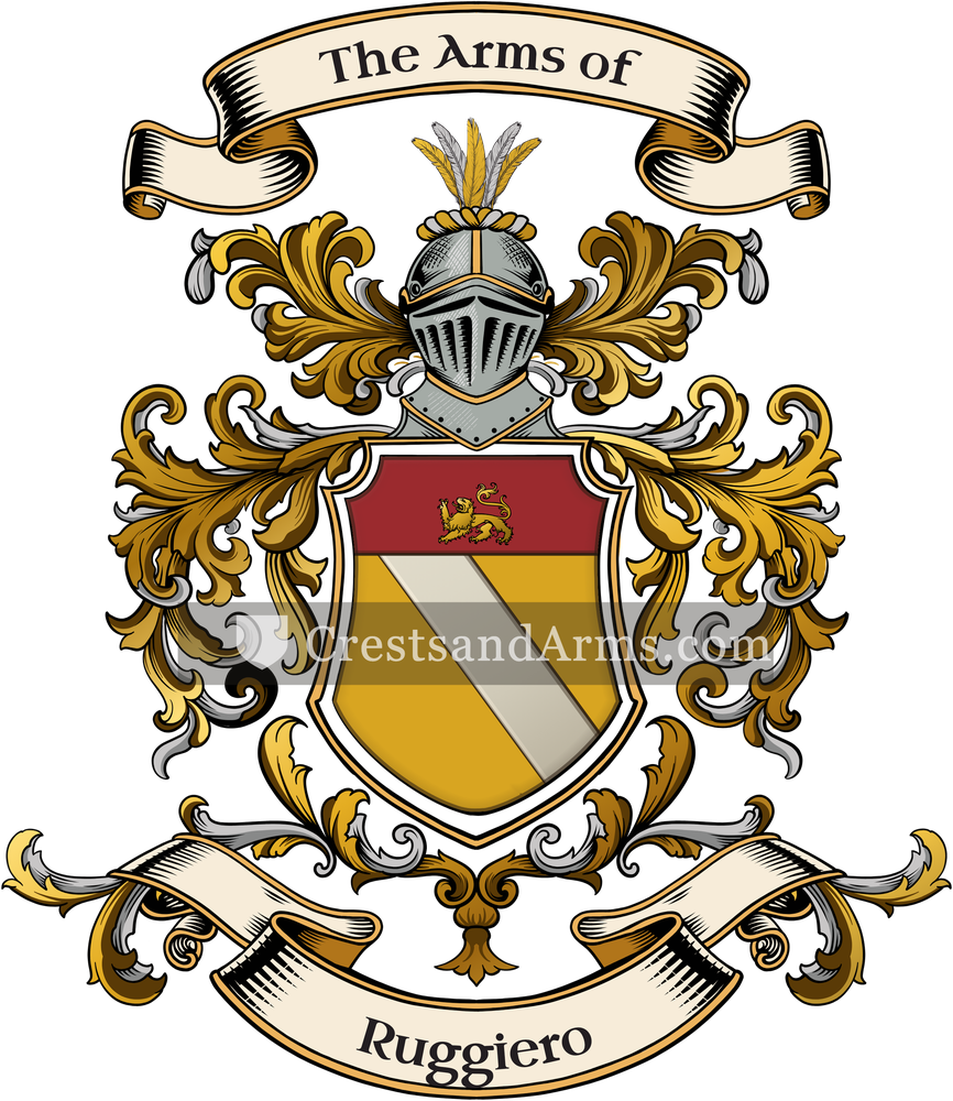 The Ruggiero coat of arms, drawn from the recorded blazon