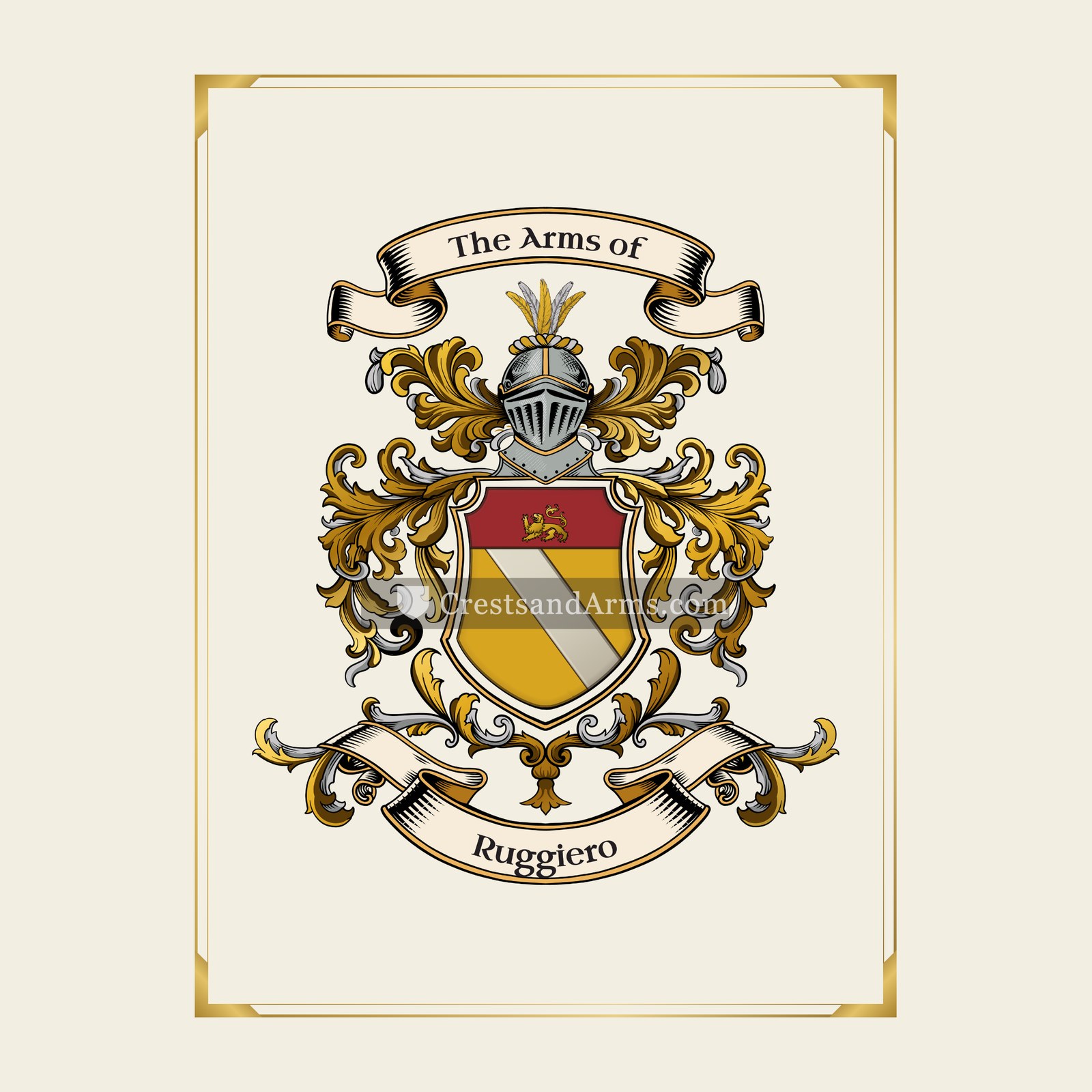 With gold border